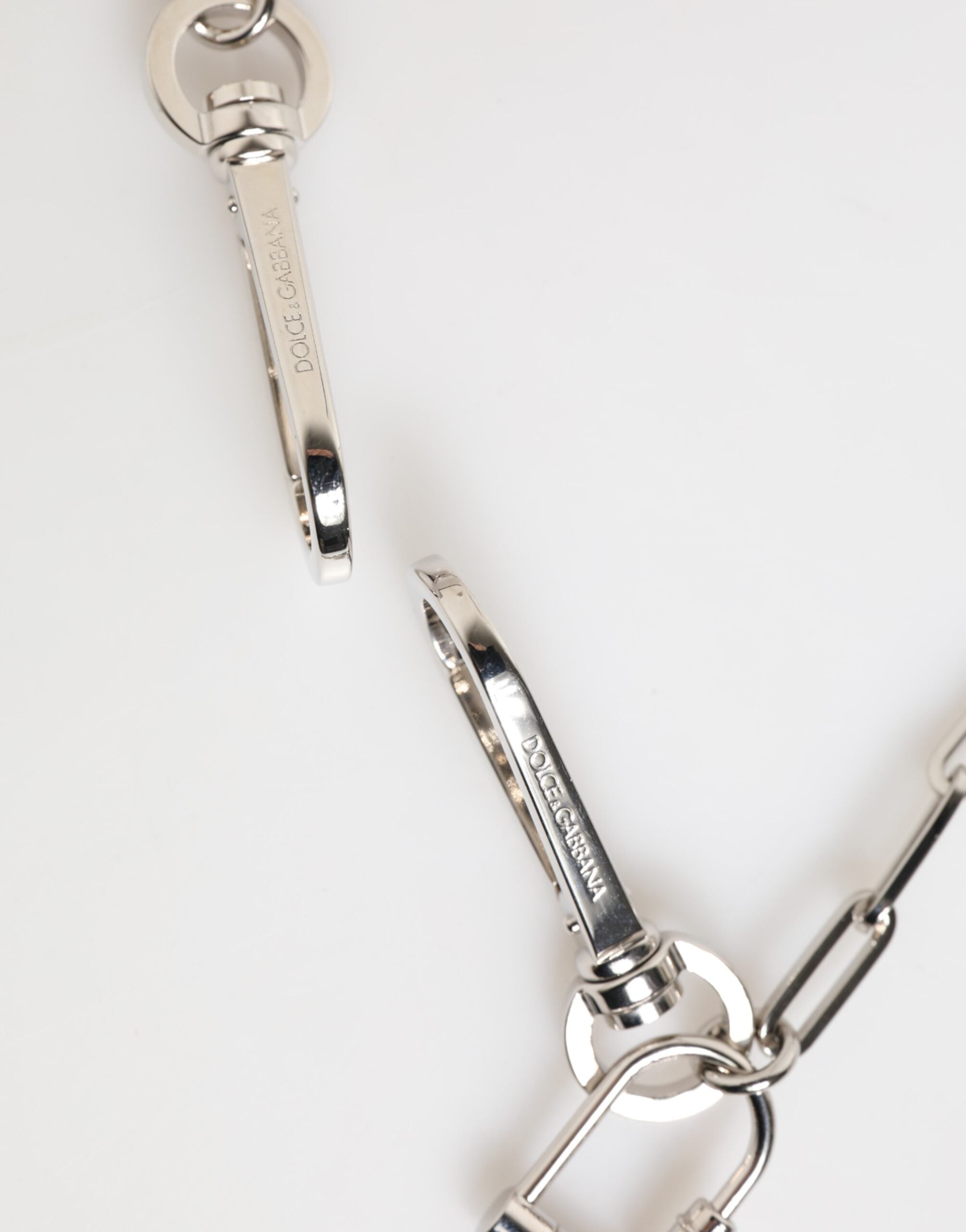 Dolce & Gabbana Silver Tone Metal Chain DG Logo Pendant Men Men's Necklace