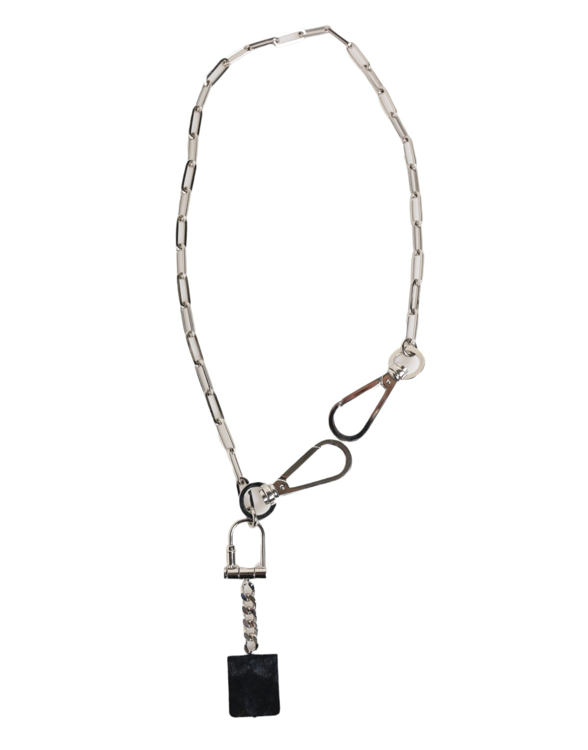 Dolce & Gabbana Silver Tone Metal Chain DG Logo Pendant Men Men's Necklace