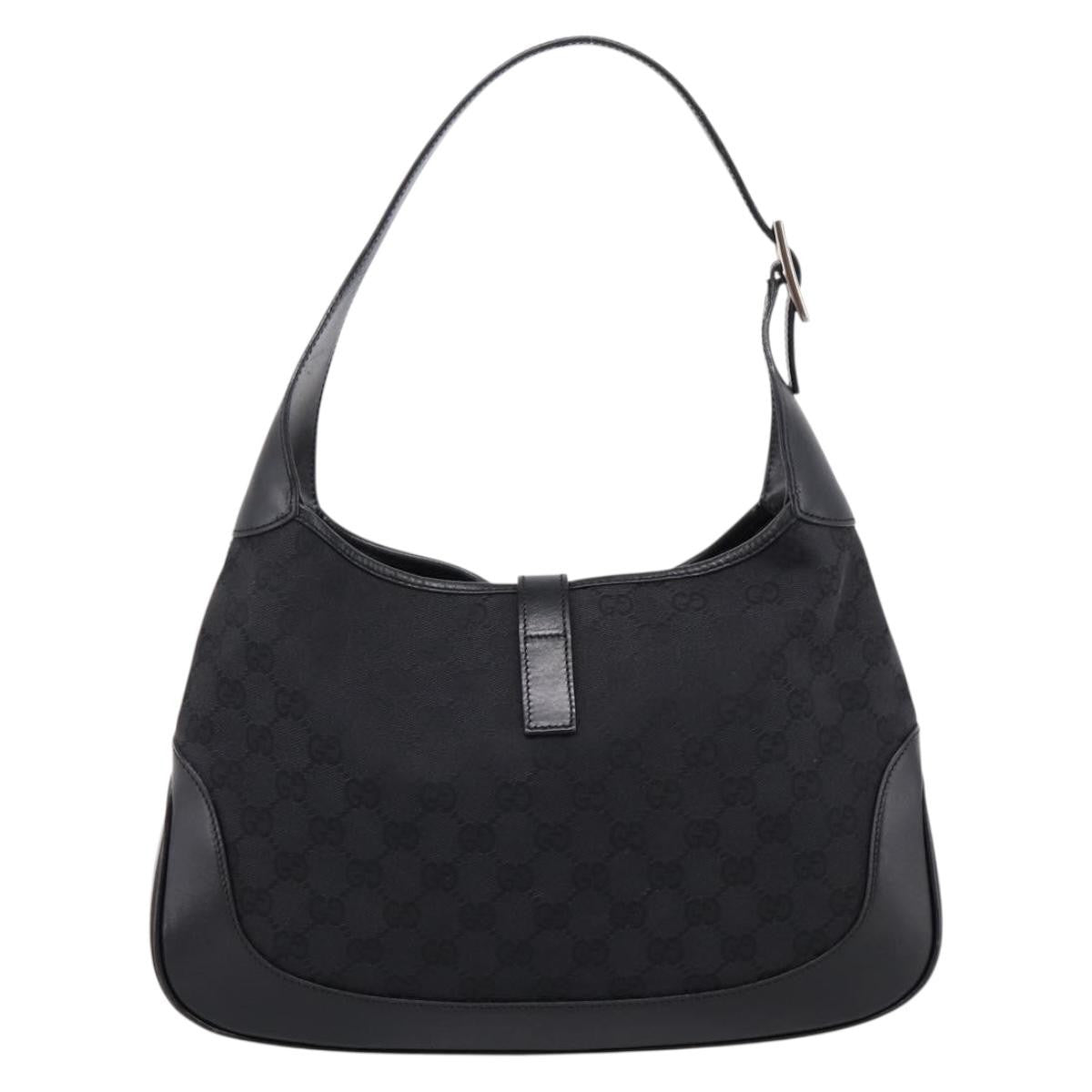 Gucci Jackie O Hobo Gg Canvas With Leather Black Canvas Shoulder Bag Bag (Pre-Owned)