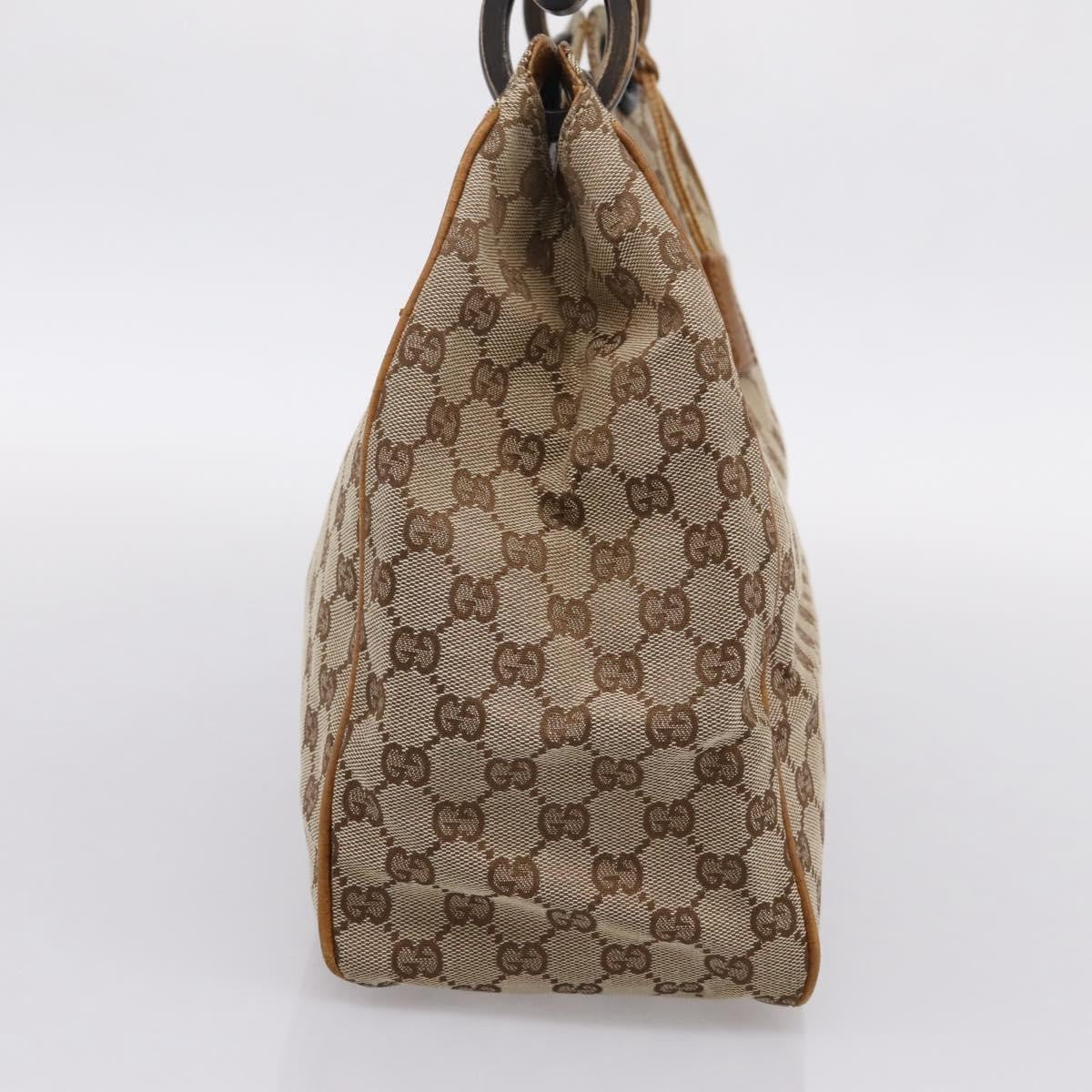 Gucci Vintage Bamboo Handle Gg Canvas Beige Canvas Tote Bag Bag (Pre-Owned)