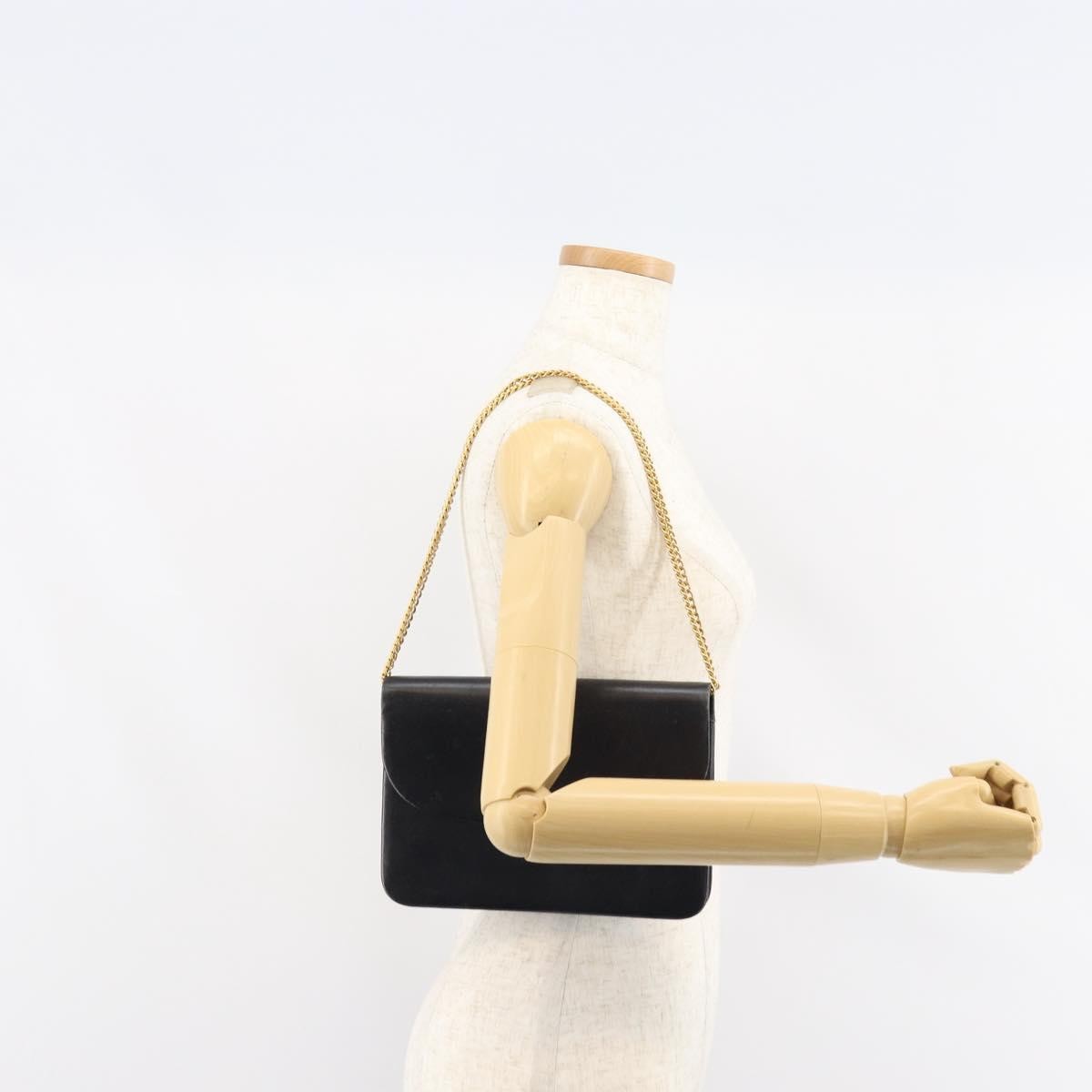 Christian Dior Vintage Chain Flap Leather Black Leather Shoulder Bag Bag (Pre-Owned)