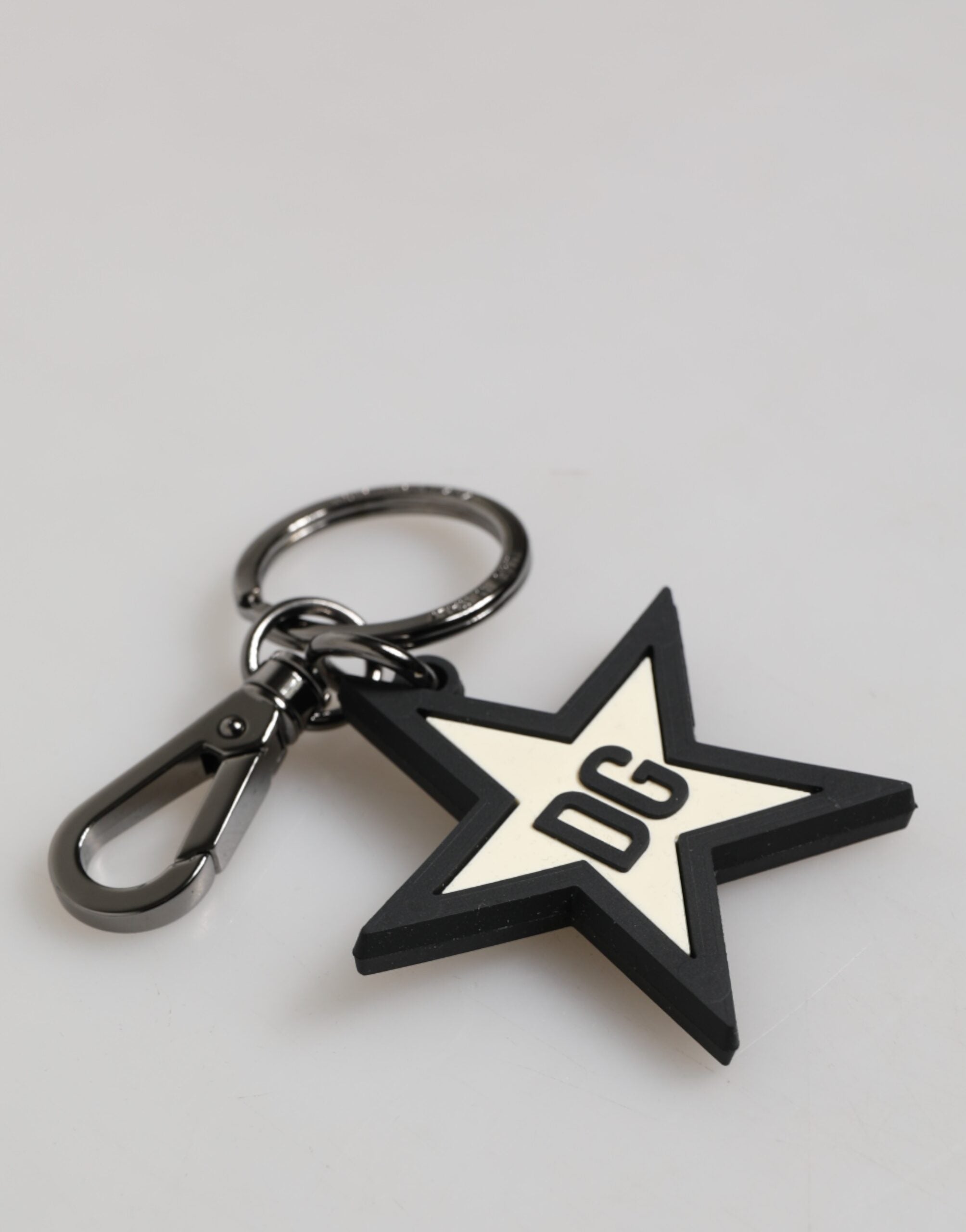 Dolce & Gabbana White Black DG Logo Star Rubber Men's Keychain Men's Keyring