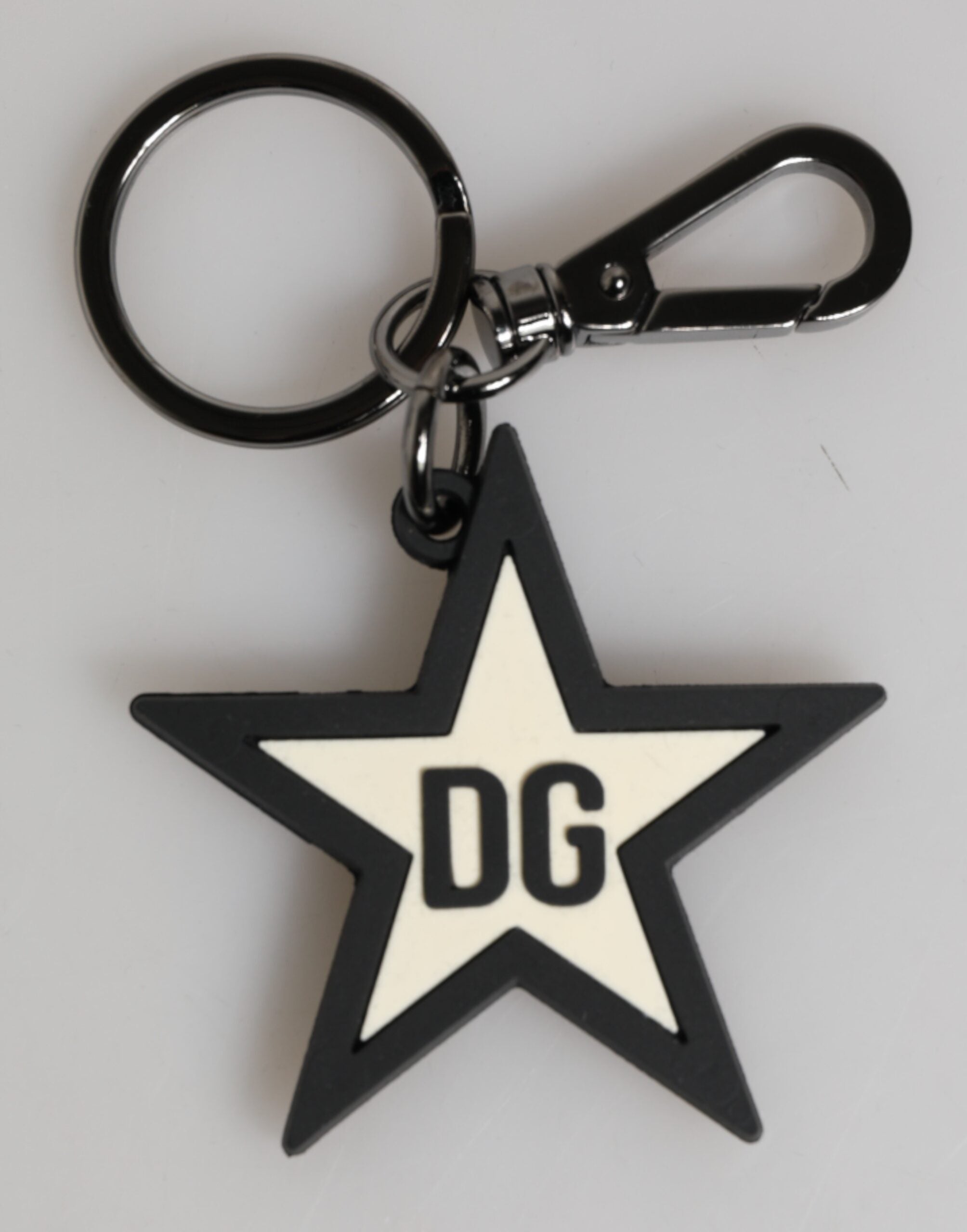 Dolce & Gabbana White Black DG Logo Star Rubber Men's Keychain Men's Keyring