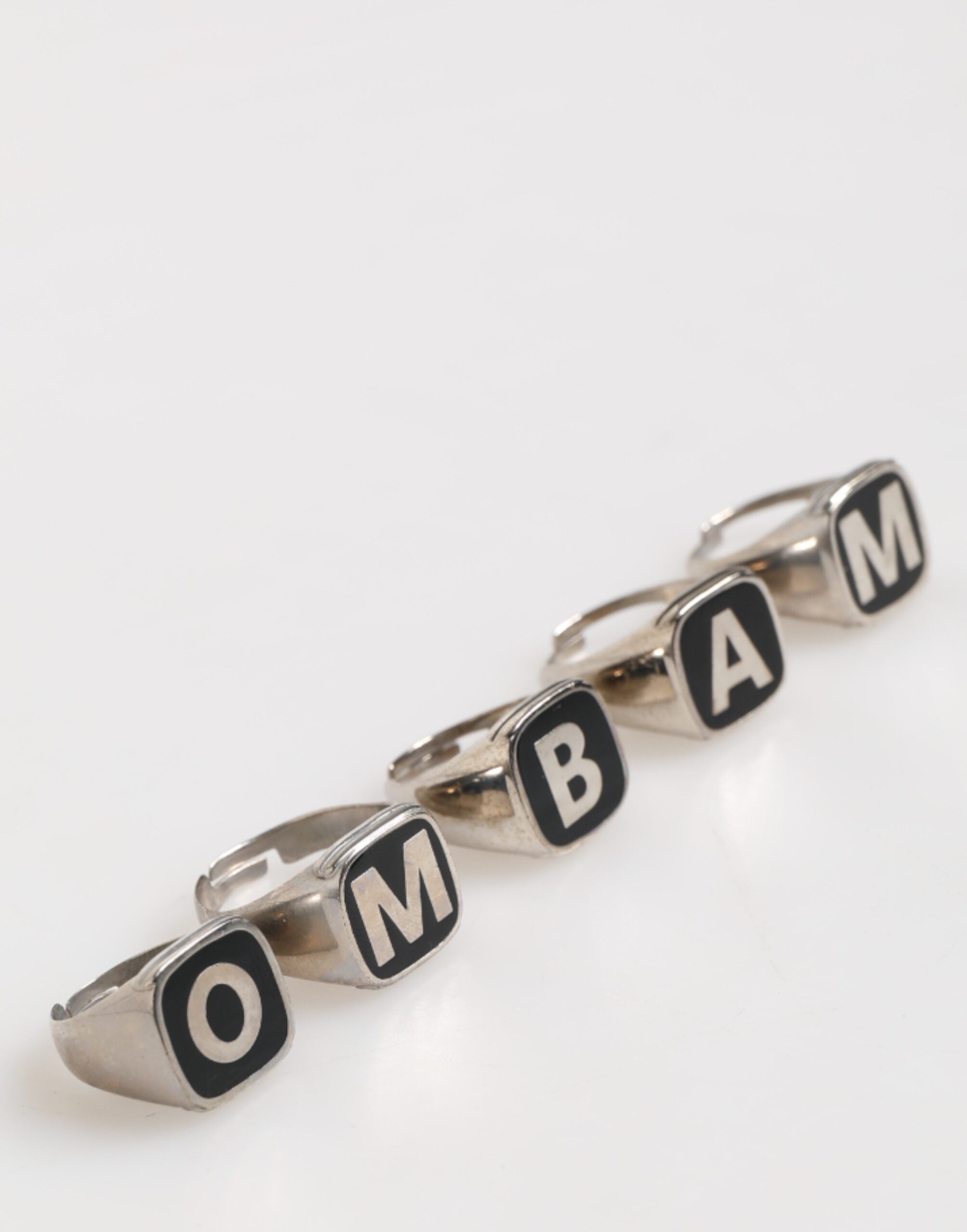 Dolce & Gabbana Silver Tone Brass LetteMen's Set 5 Pieces Adjustable Men's Ring