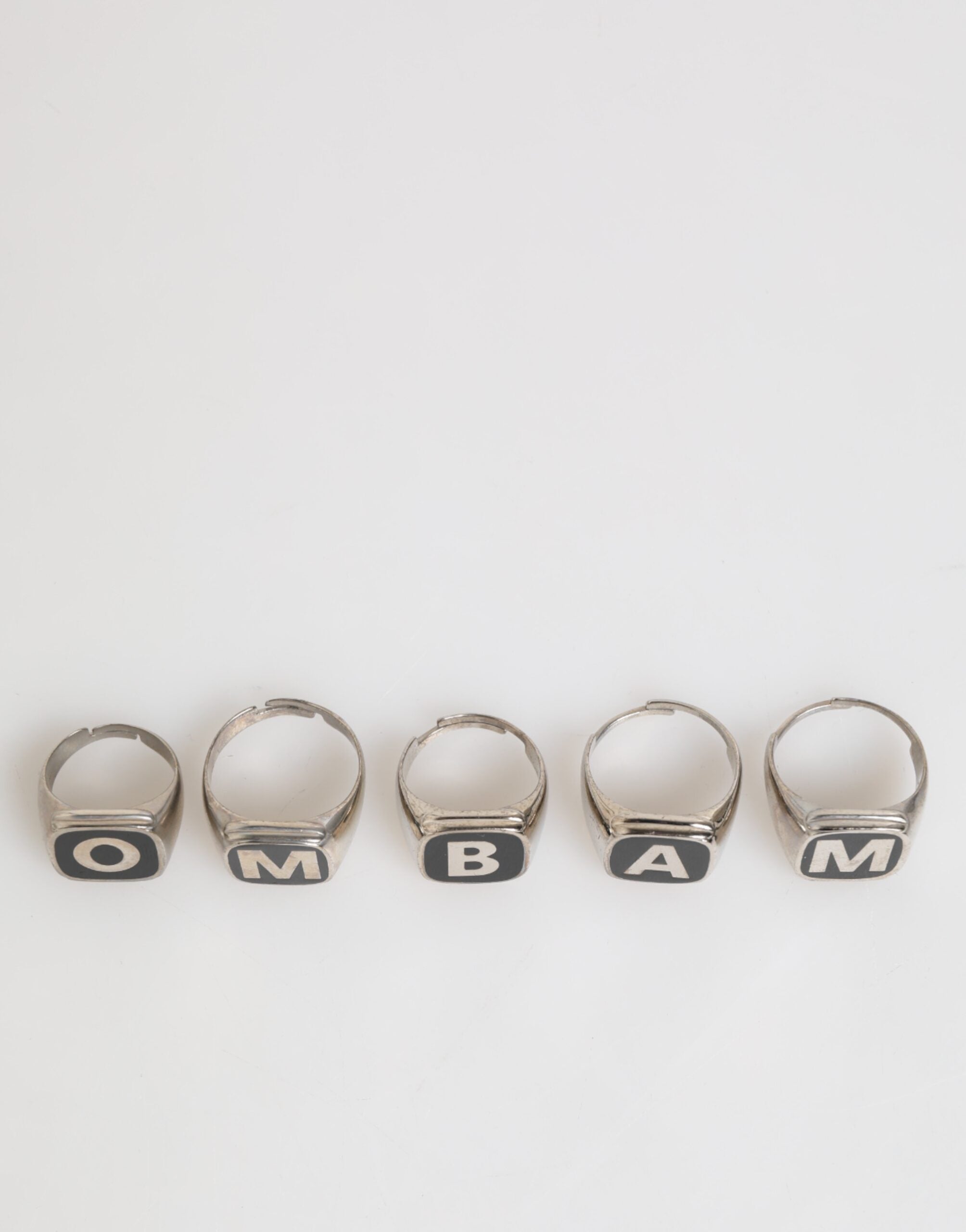 Dolce & Gabbana Silver Tone Brass LetteMen's Set 5 Pieces Adjustable Men's Ring