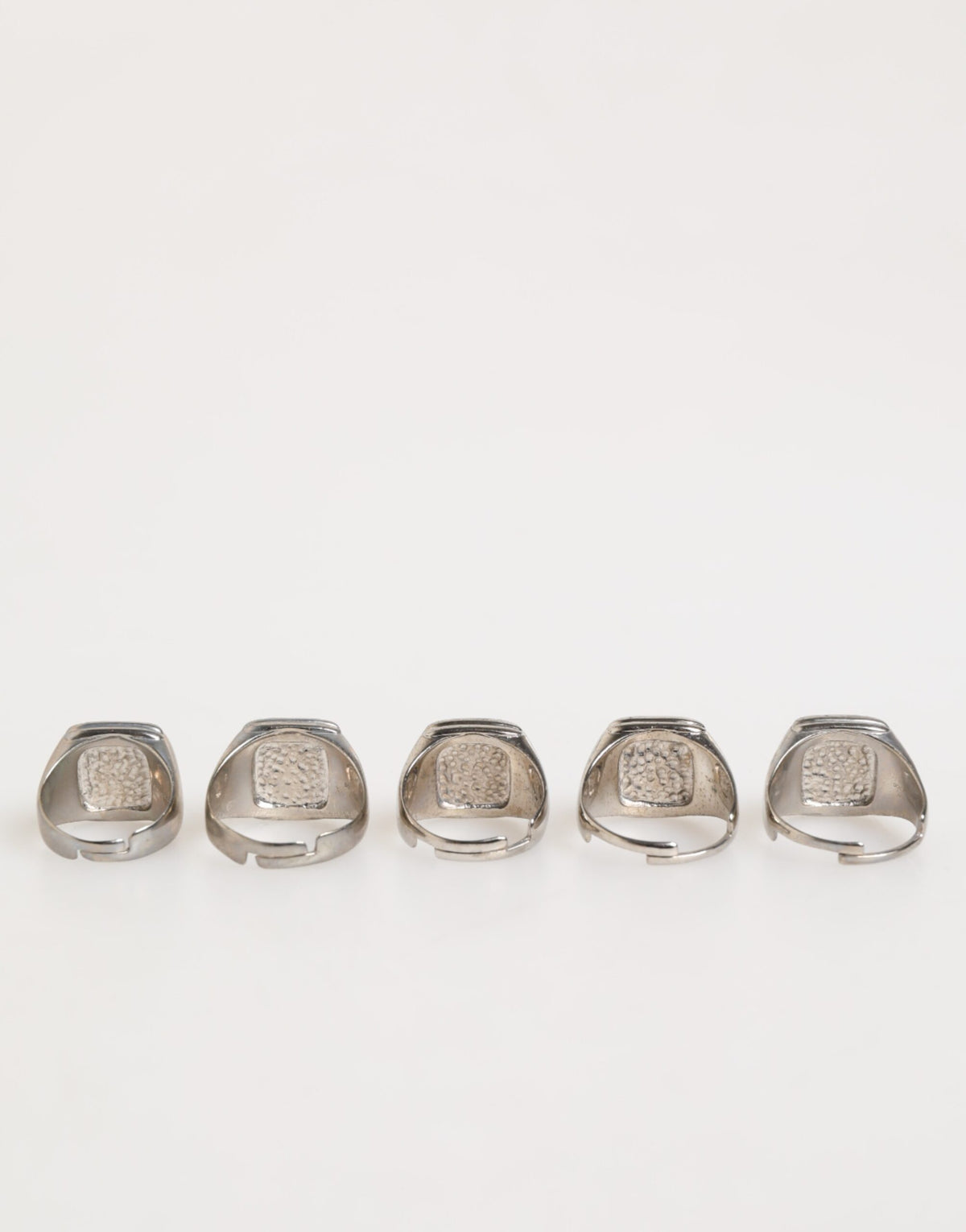 Dolce & Gabbana Silver Tone Brass LetteMen's Set 5 Pieces Adjustable Men's Ring