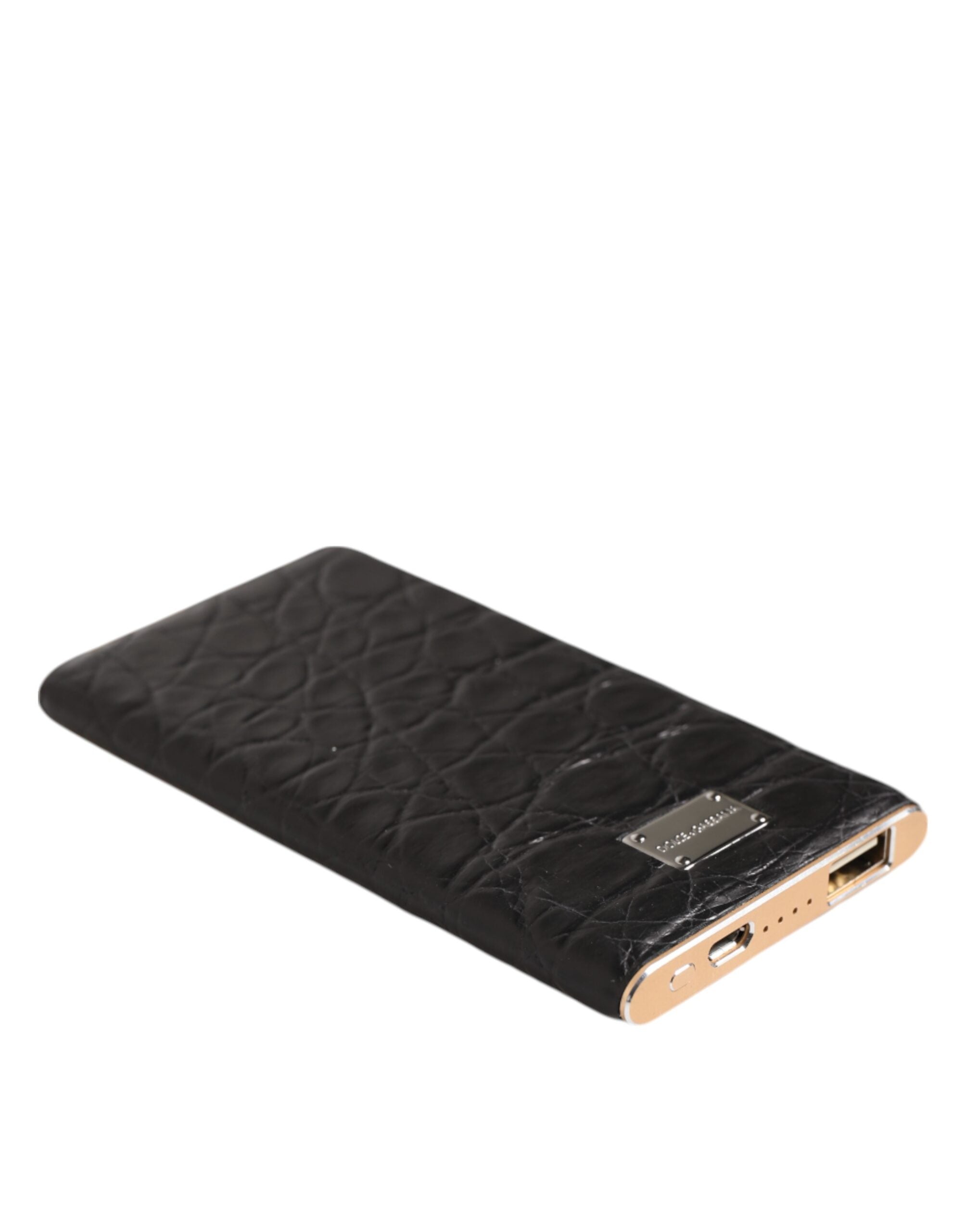 Dolce & Gabbana Black Leather Exotic 3000mAh Power Bank Charger Men's USB (Pre-Owned)