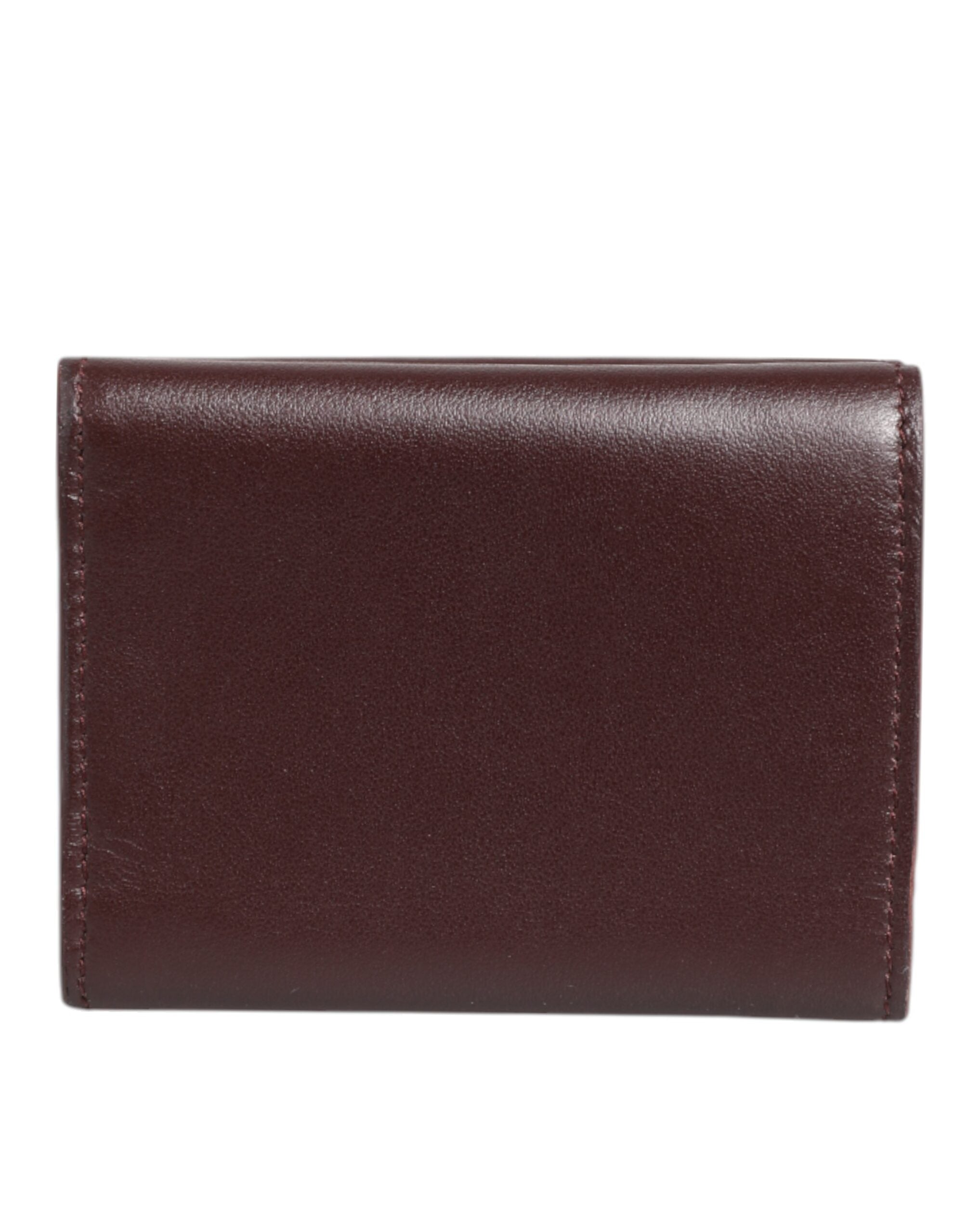 Dolce & Gabbana Leather Embossed Logo Trifold Men Card Holder Dark Men's Brown