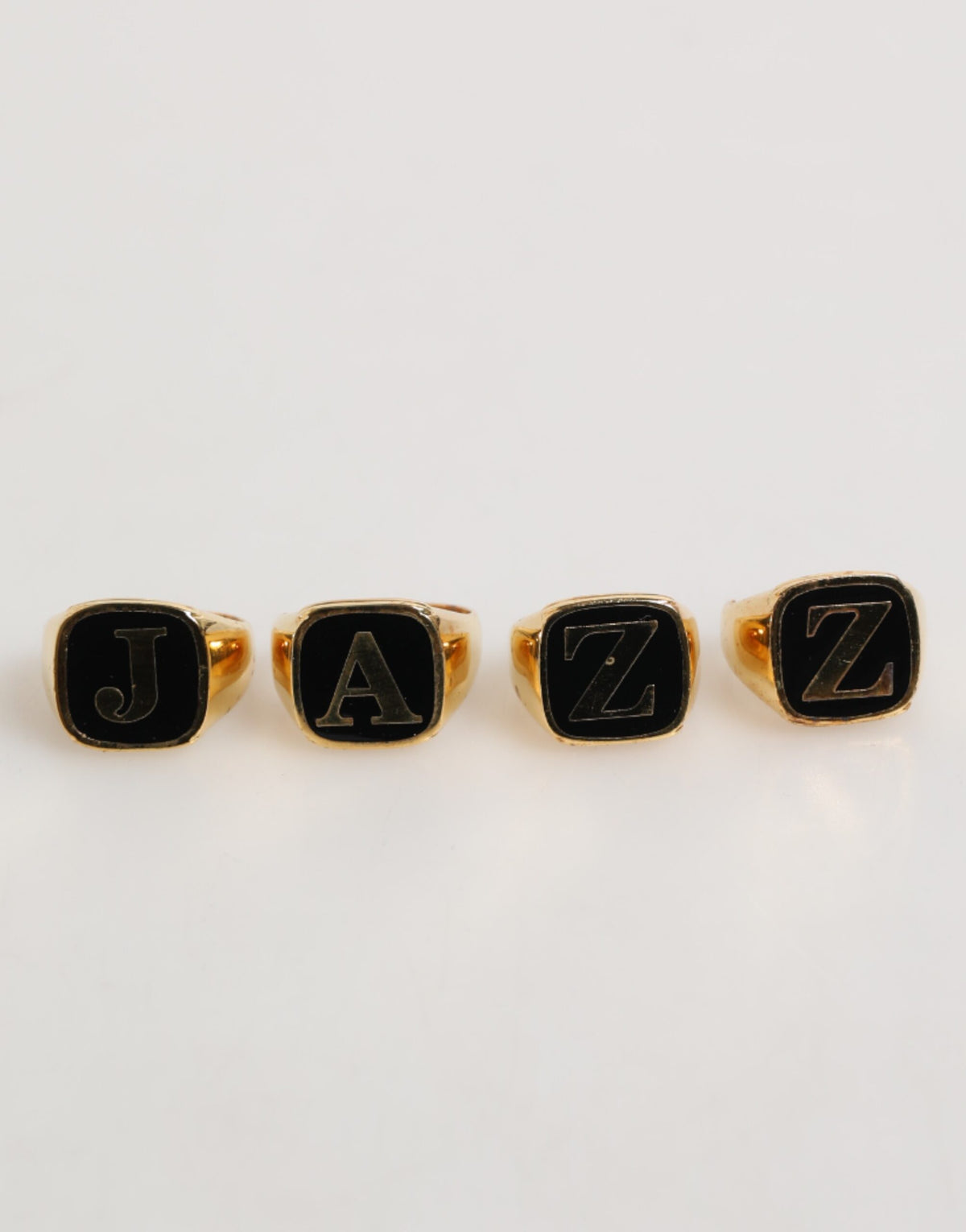 Dolce & Gabbana Gold Tone Brass JAZZ Letter Set 4 Pieces Adjustable Men's Ring
