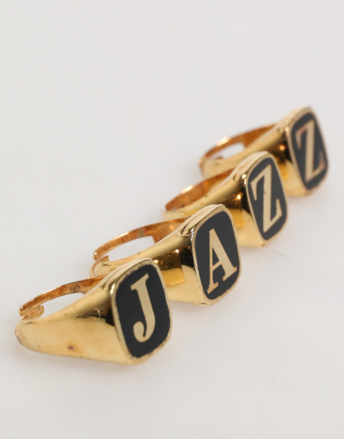 Dolce & Gabbana Gold Tone Brass JAZZ Letter Set 4 Pieces Adjustable Men's Ring