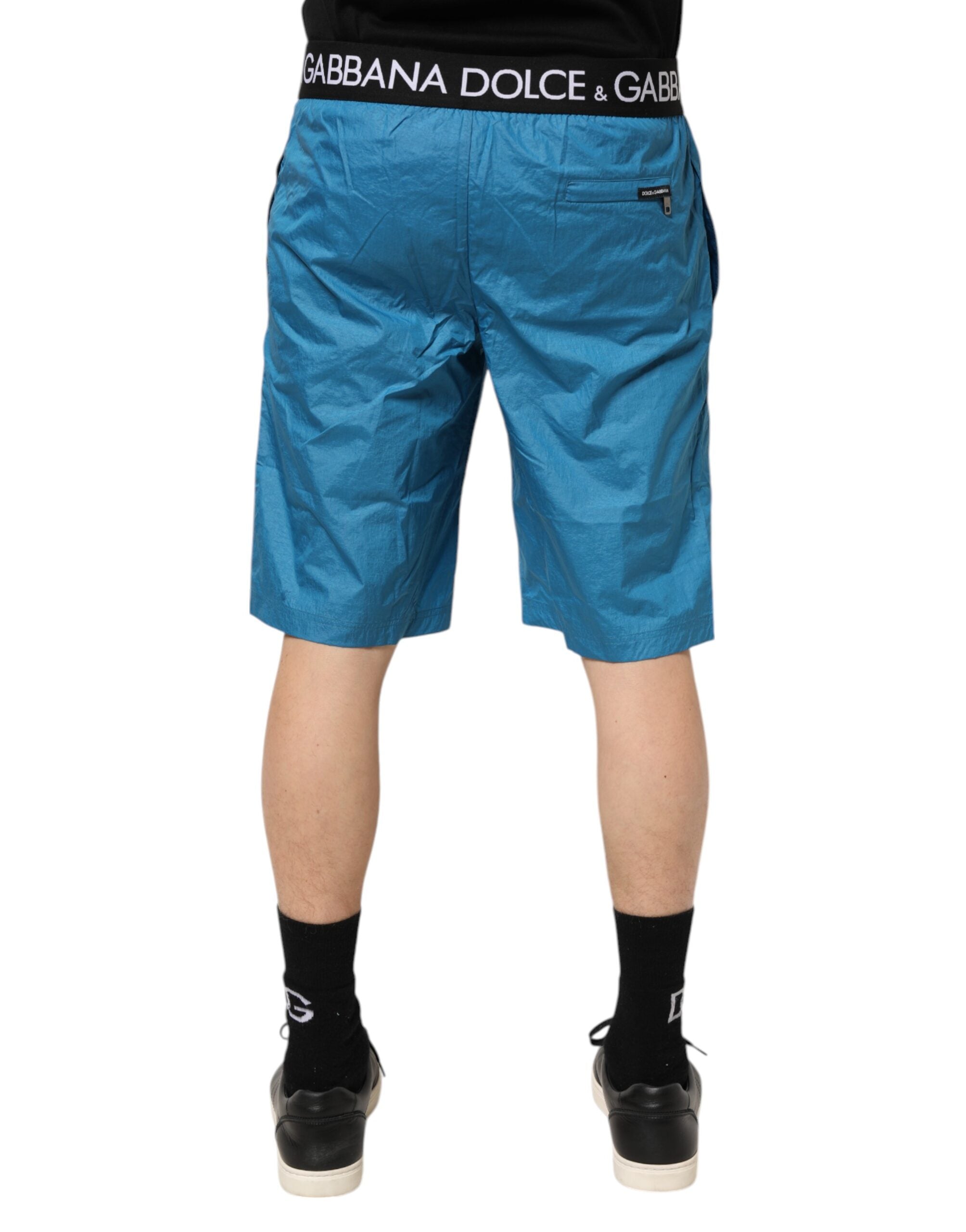 Dolce & Gabbana Blue Logo Waistband Beachwear Shorts Men's Swimwear