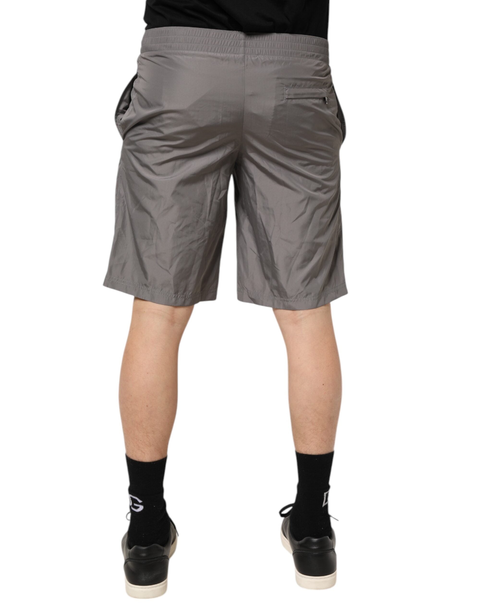 Dolce & Gabbana Light Gray Nylon Elastic Waist Shorts Men's Swimwear