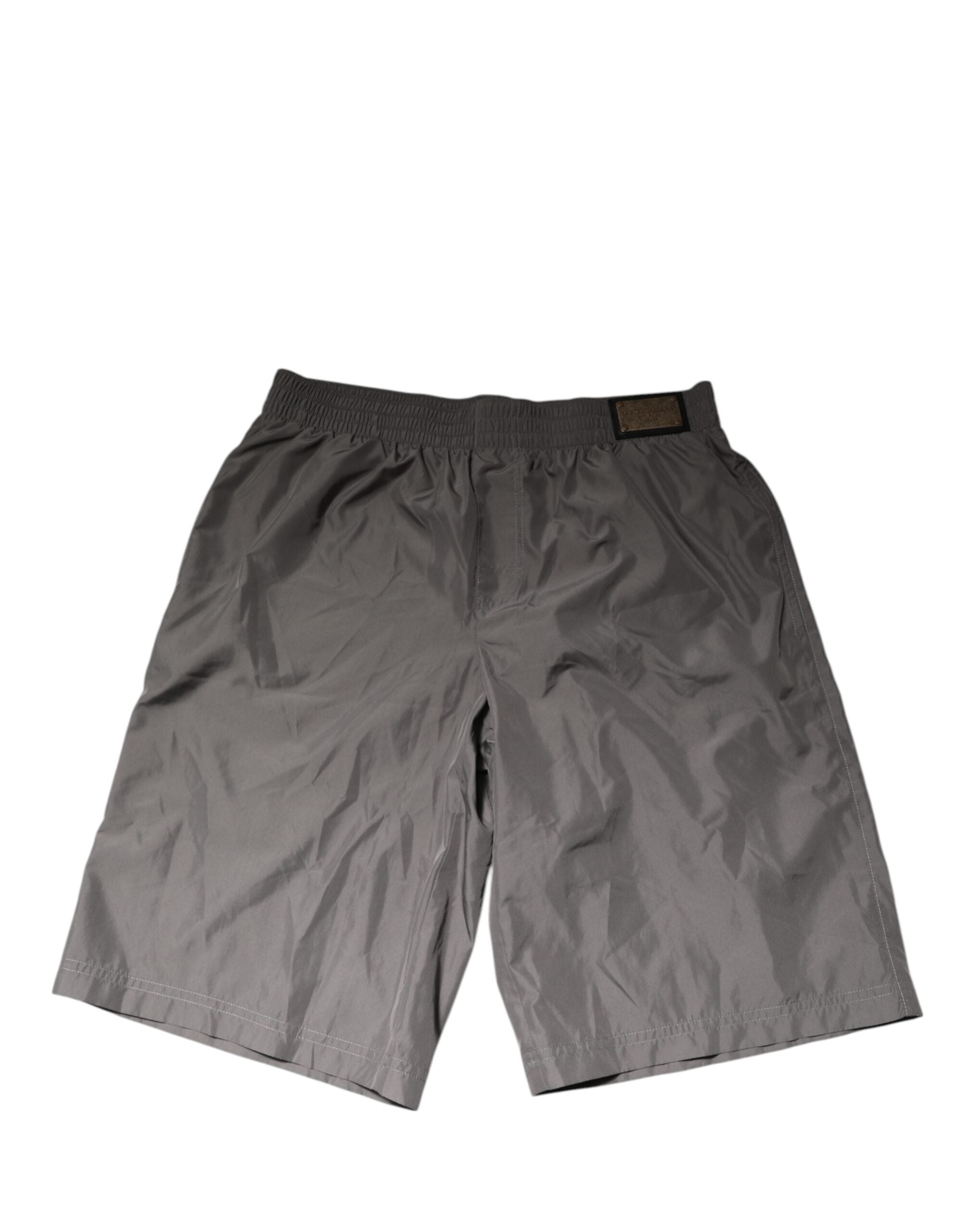 Dolce & Gabbana Light Gray Nylon Elastic Waist Shorts Men's Swimwear