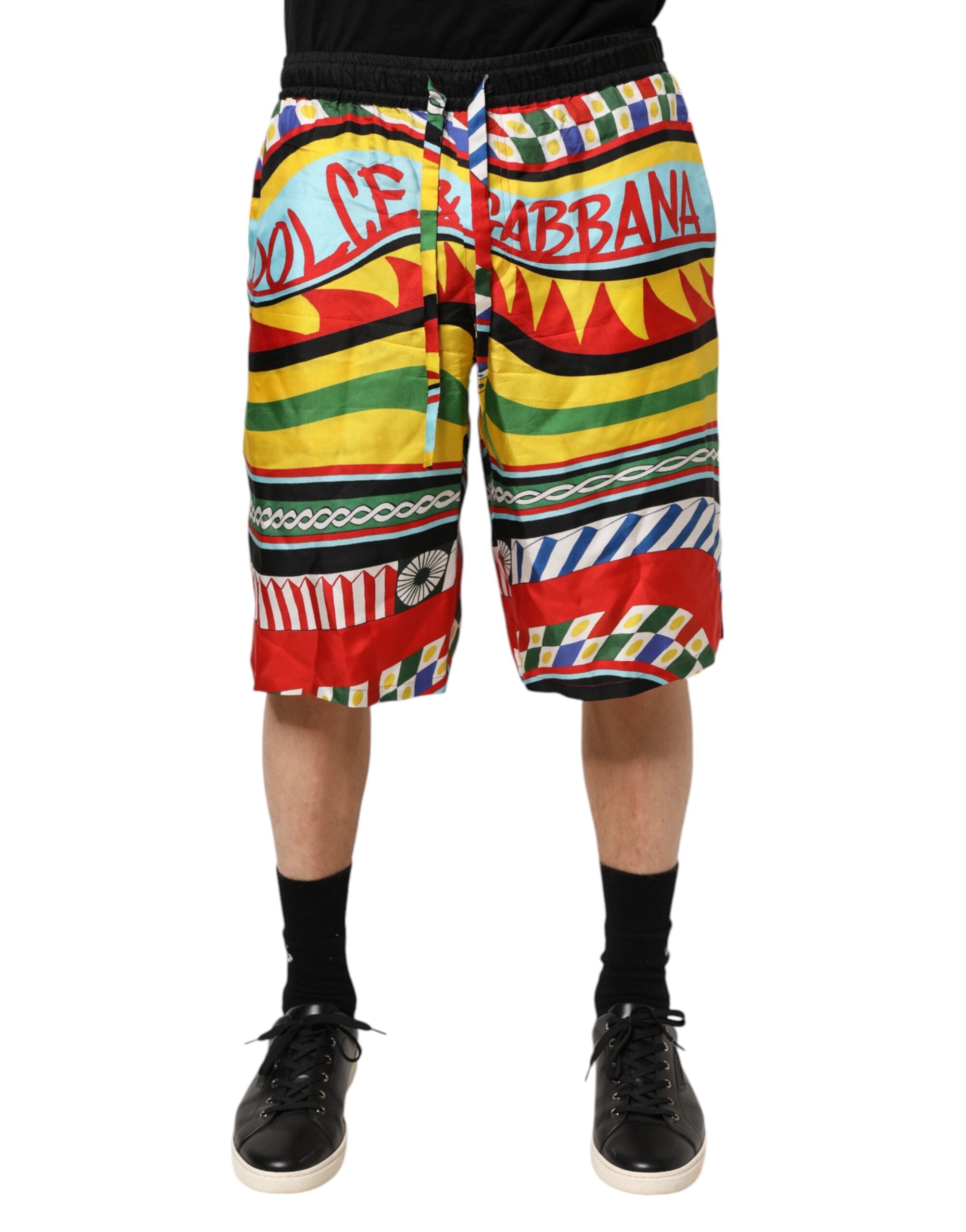 Dolce & Gabbana Multicolor Sicilian Carretto Shorts Men's Swimwear