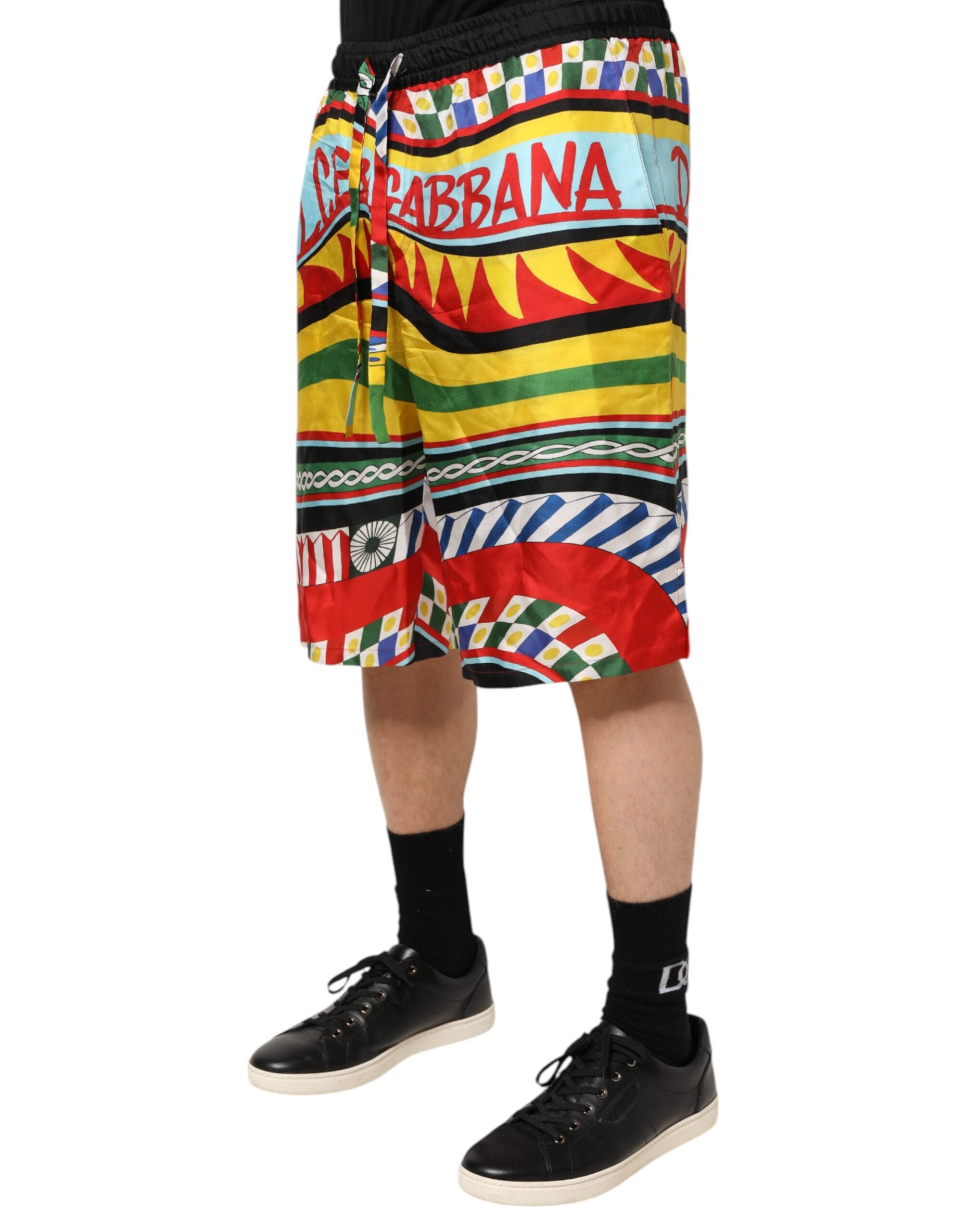 Dolce & Gabbana Multicolor Sicilian Carretto Shorts Men's Swimwear