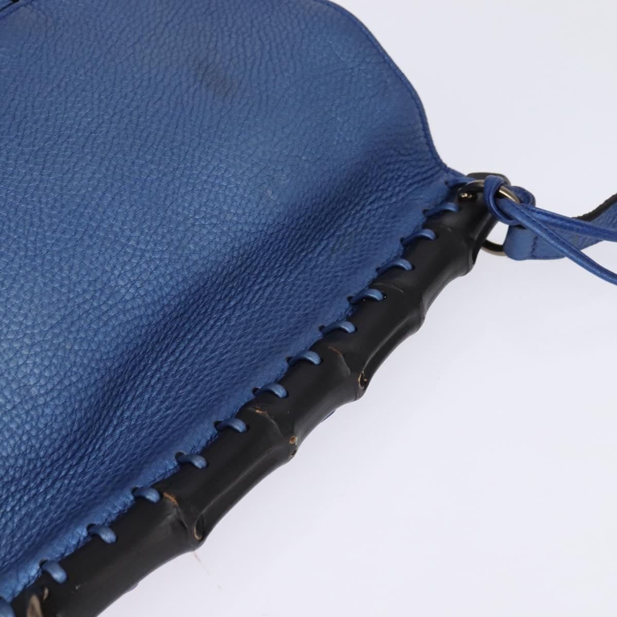 Gucci Nouveau Fringe Leather Blue Leather Shoulder Bag Bag (Pre-Owned)