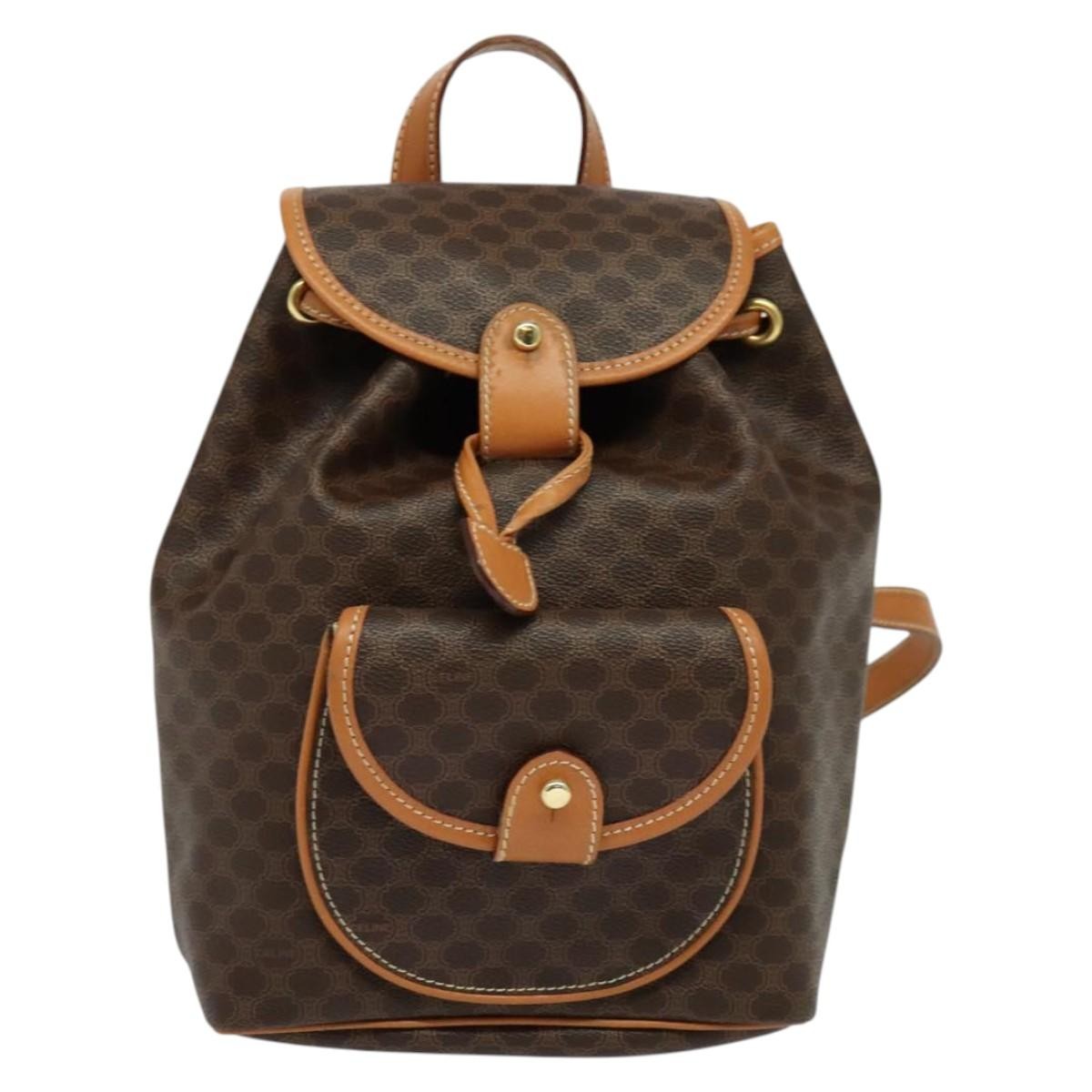 Celine Vintage Macadam Canvas And Leather Brown Pvc Backpack Bag (Pre-Owned)