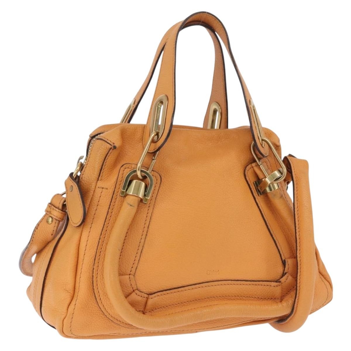 Chloe Paraty Top Handle Leather Orange Leather Handbag (Pre-Owned)