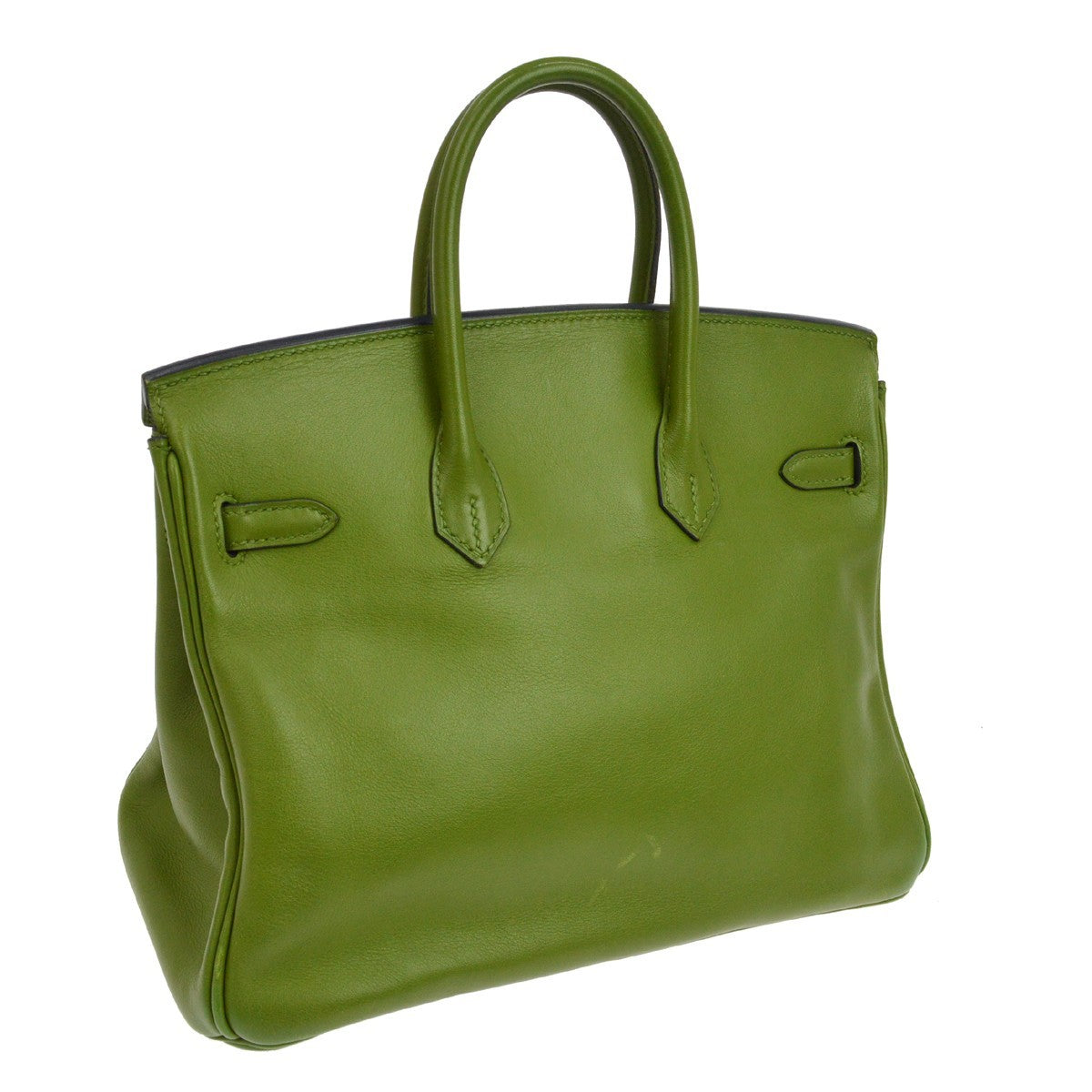 Hermes Birkin Green Swift With Palladium Hardware Green Leather Handbag (Pre-Owned)