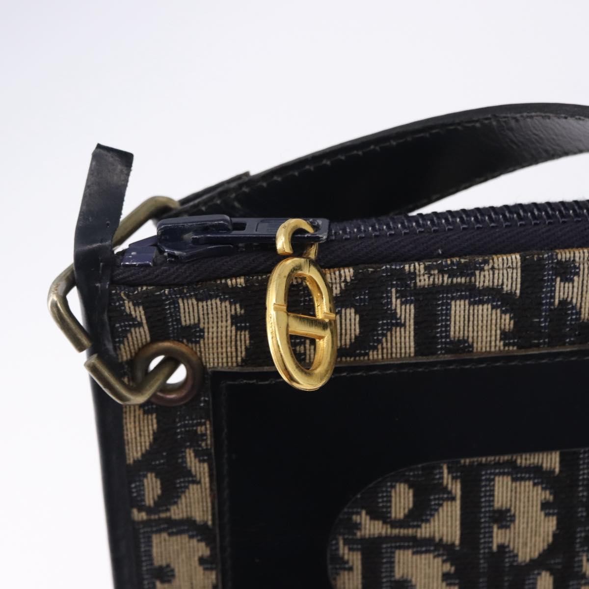 Christian Dior Trotter Shoulder Canvas Navy Canvas Handbag (Pre-Owned)