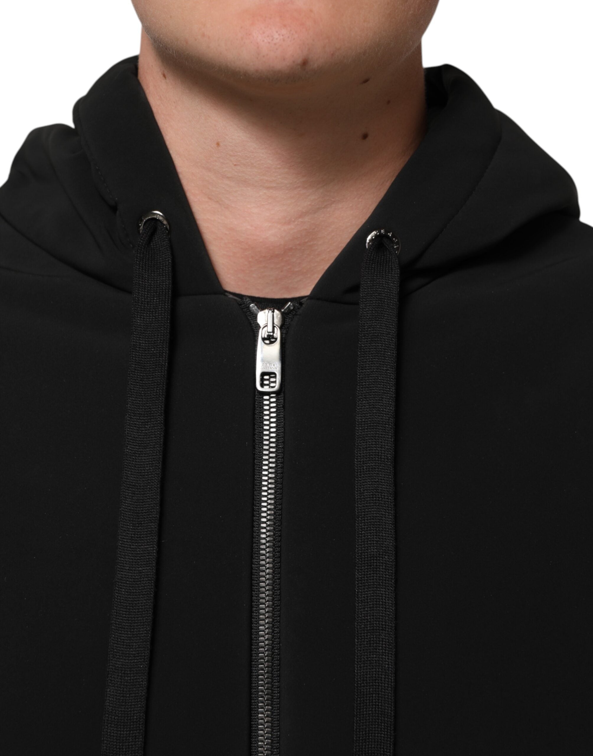 Dolce & Gabbana Black Cotton Quilted Studded Sleeve Hoodie Men's Jacket (Pre-Owned)