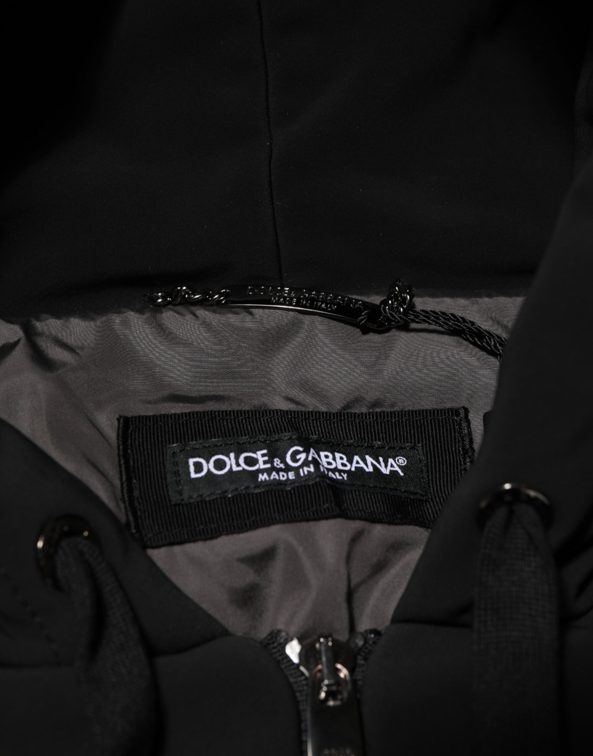 Dolce & Gabbana Black Cotton Quilted Studded Sleeve Hoodie Men's Jacket (Pre-Owned)