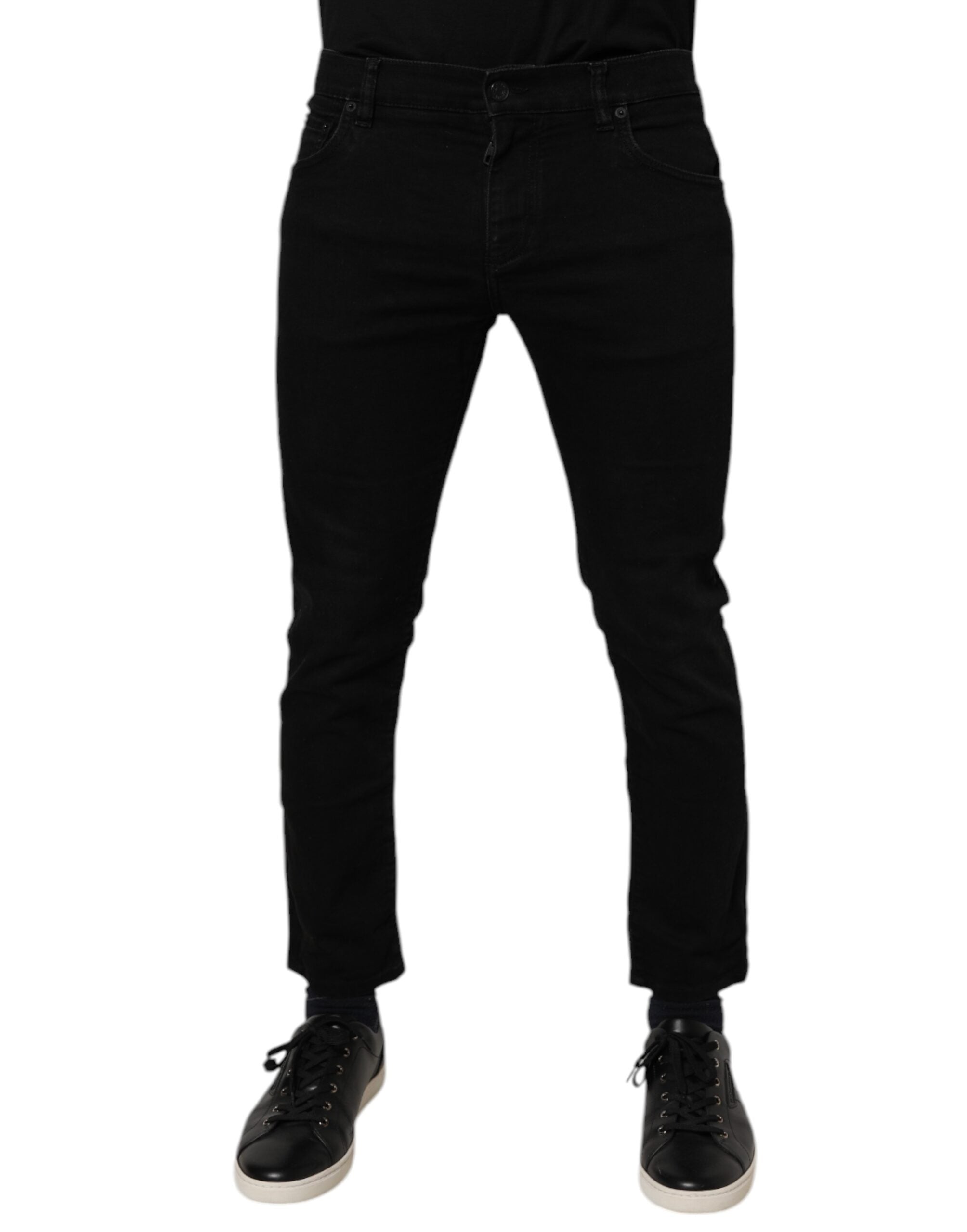 Dolce & Gabbana Black Cotton Skinny Jeans Men Trouser Men's Pants (Pre-Owned)