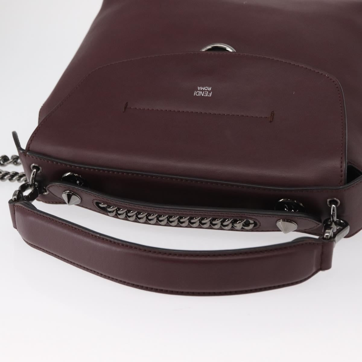 Fendi Back To School Leather Burgundy Leather Backpack Bag (Pre-Owned)