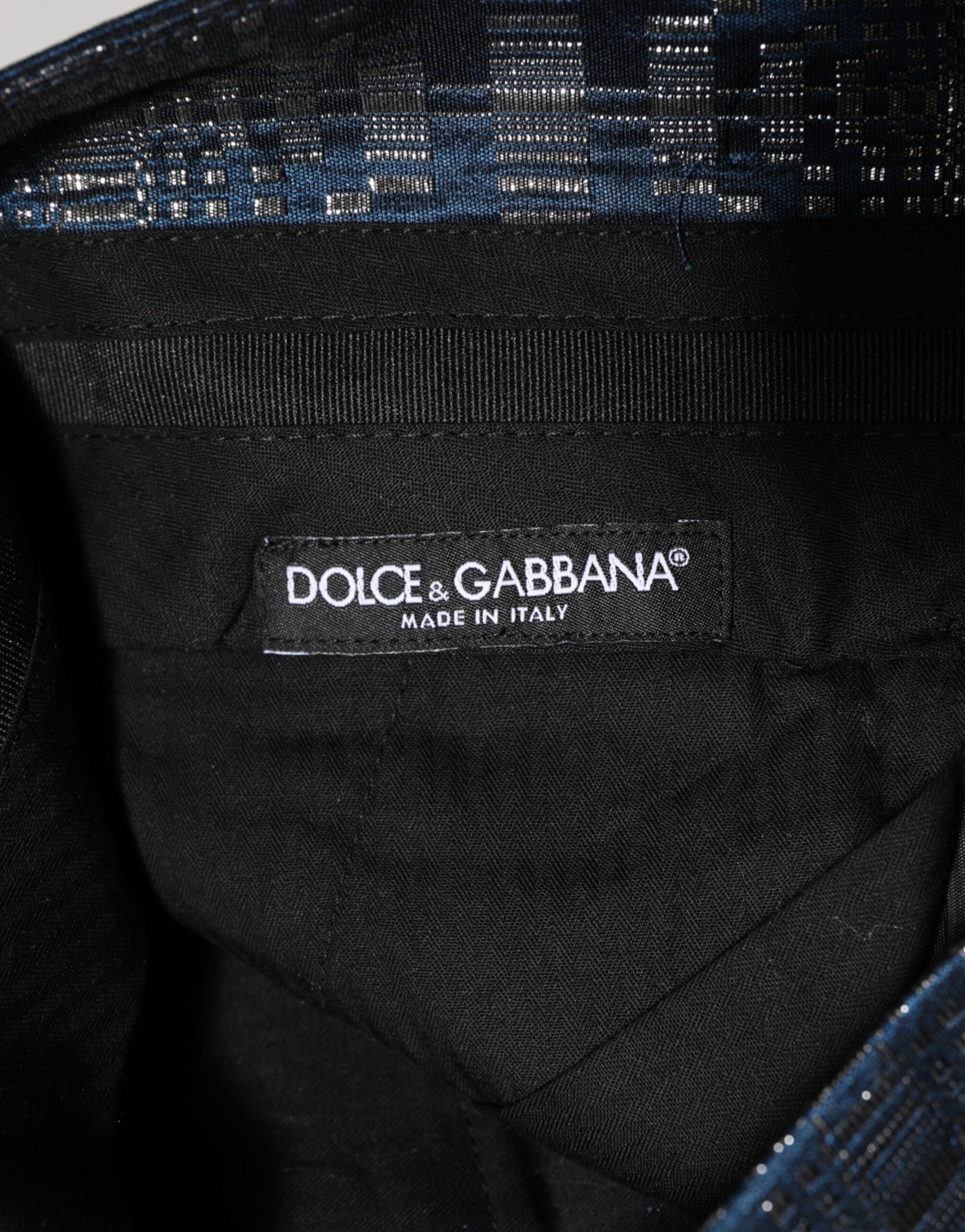 Dolce & Gabbana Blue Silver Shiny Silk Skinny Men Trouser Men's Pants