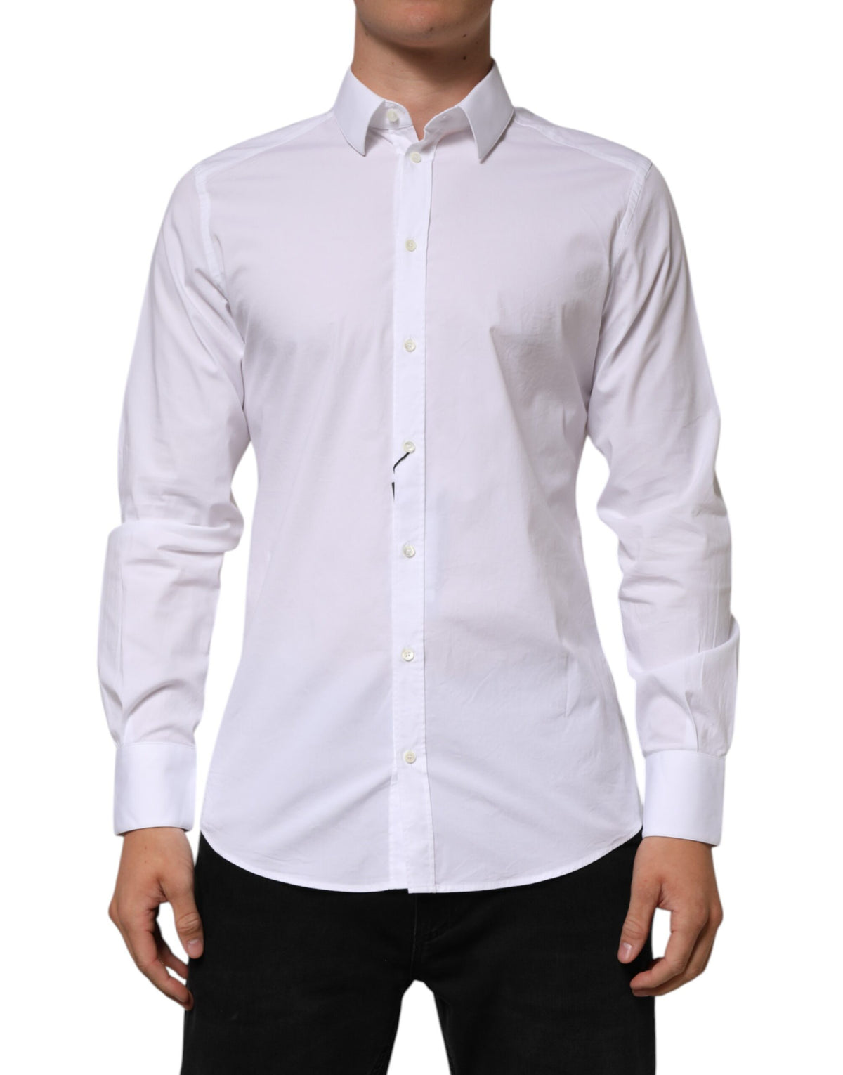 Dolce & Gabbana White Cotton GOLD Long Sleeves Formal Men Men's Shirt