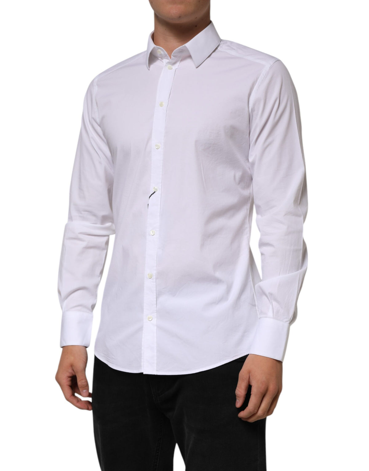 Dolce & Gabbana White Cotton GOLD Long Sleeves Formal Men Men's Shirt