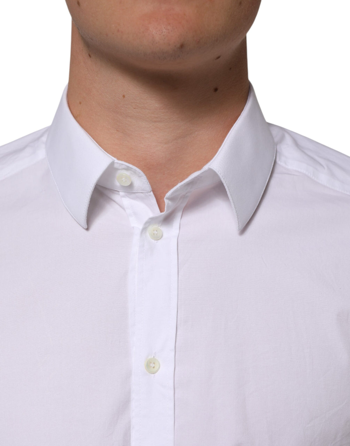 Dolce & Gabbana White Cotton GOLD Long Sleeves Formal Men Men's Shirt