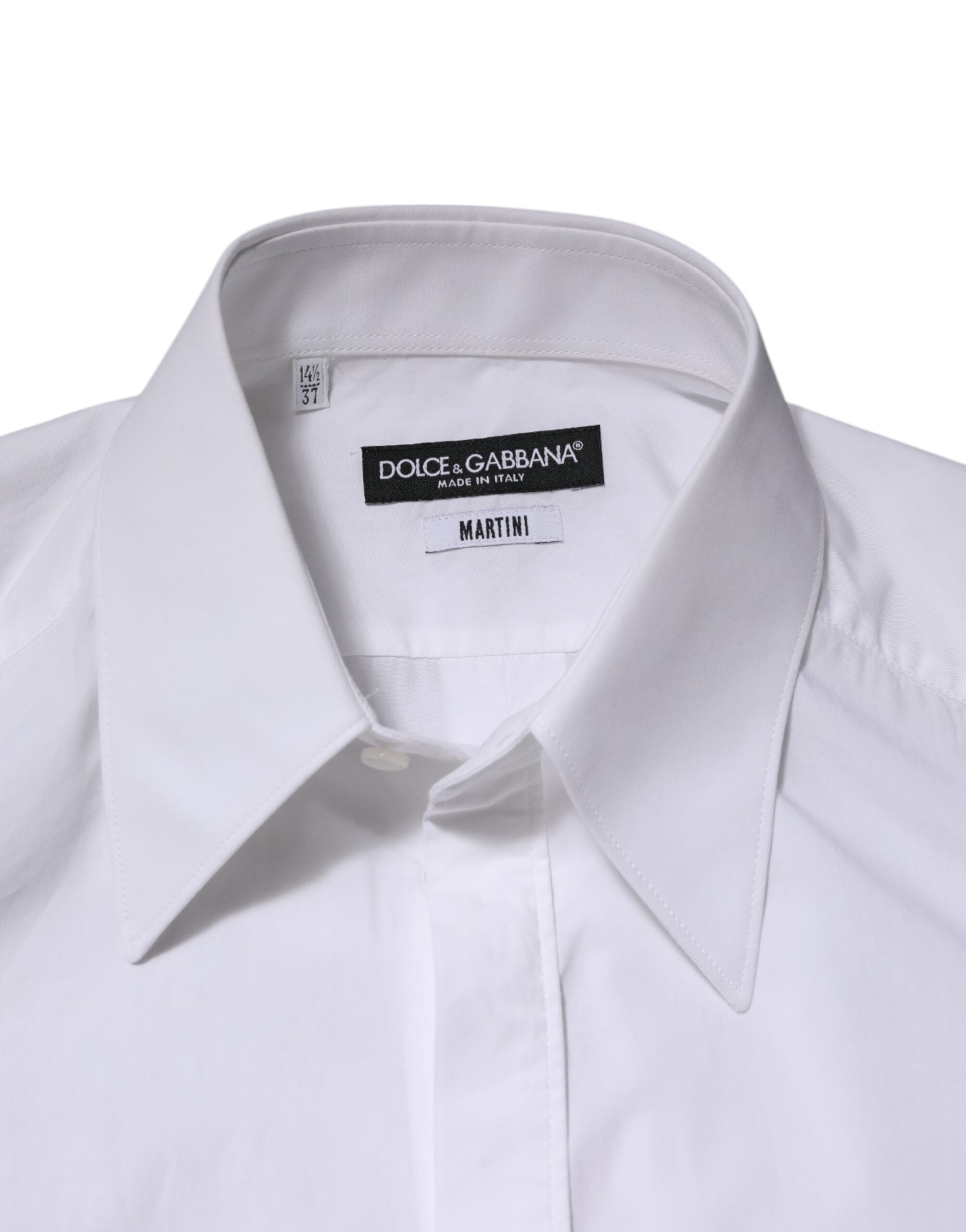 Dolce & Gabbana White Cotton MARTINI Long Sleeve Dress Men's Shirt