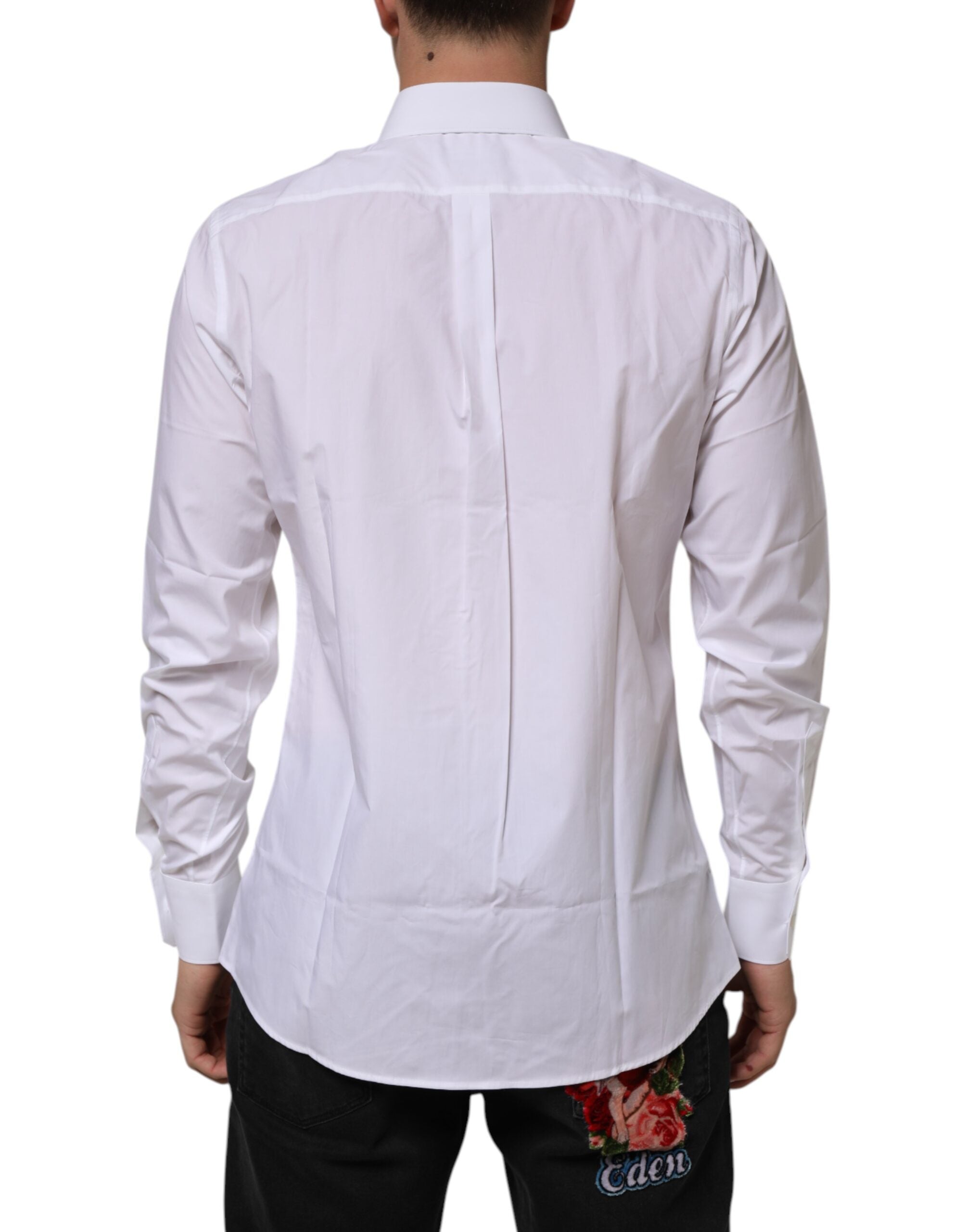 Dolce & Gabbana White Cotton Slim Fit Dress Formal Men Men's Shirt (Pre-Owned)