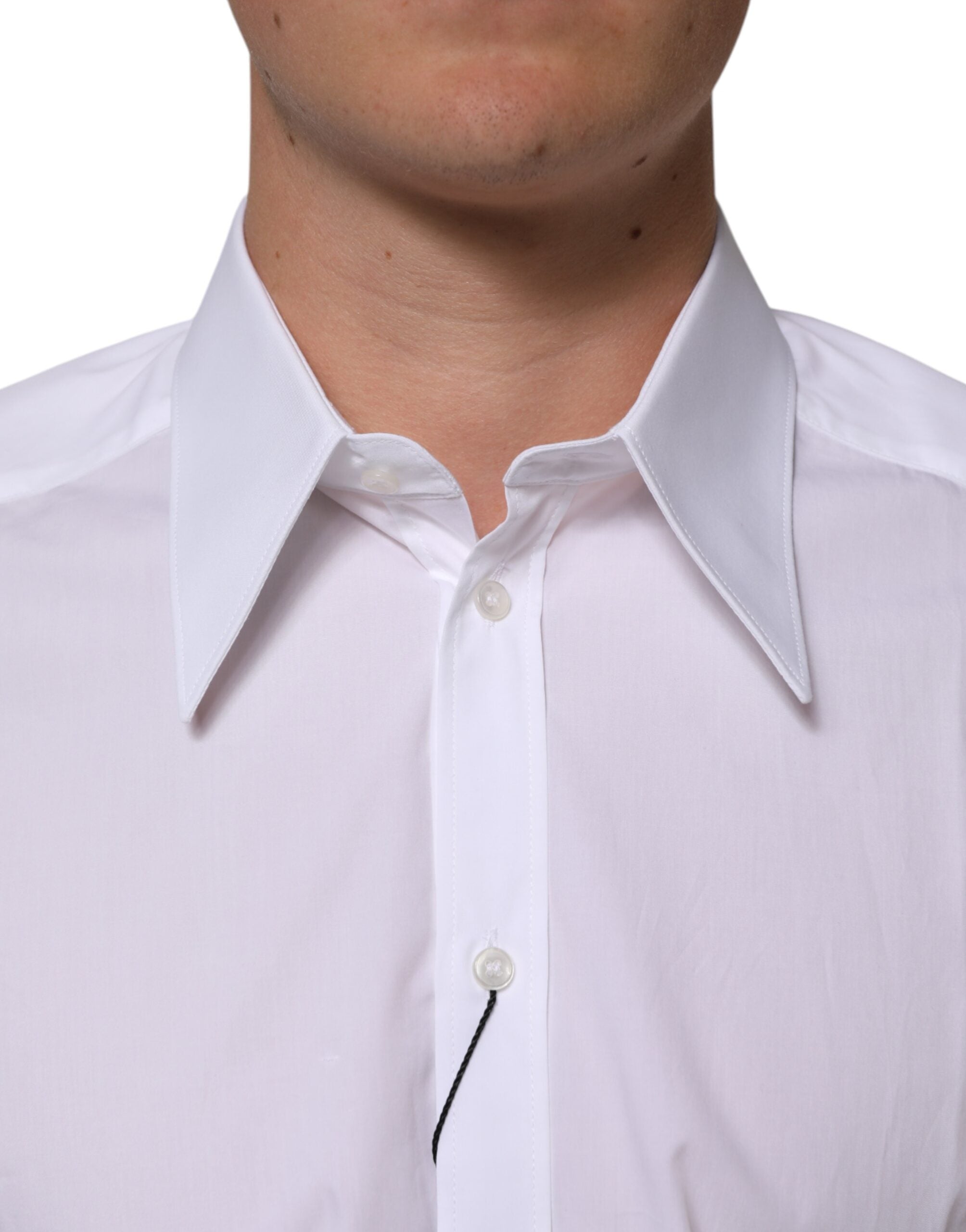 Dolce & Gabbana White Cotton Slim Fit Dress Formal Men Men's Shirt (Pre-Owned)