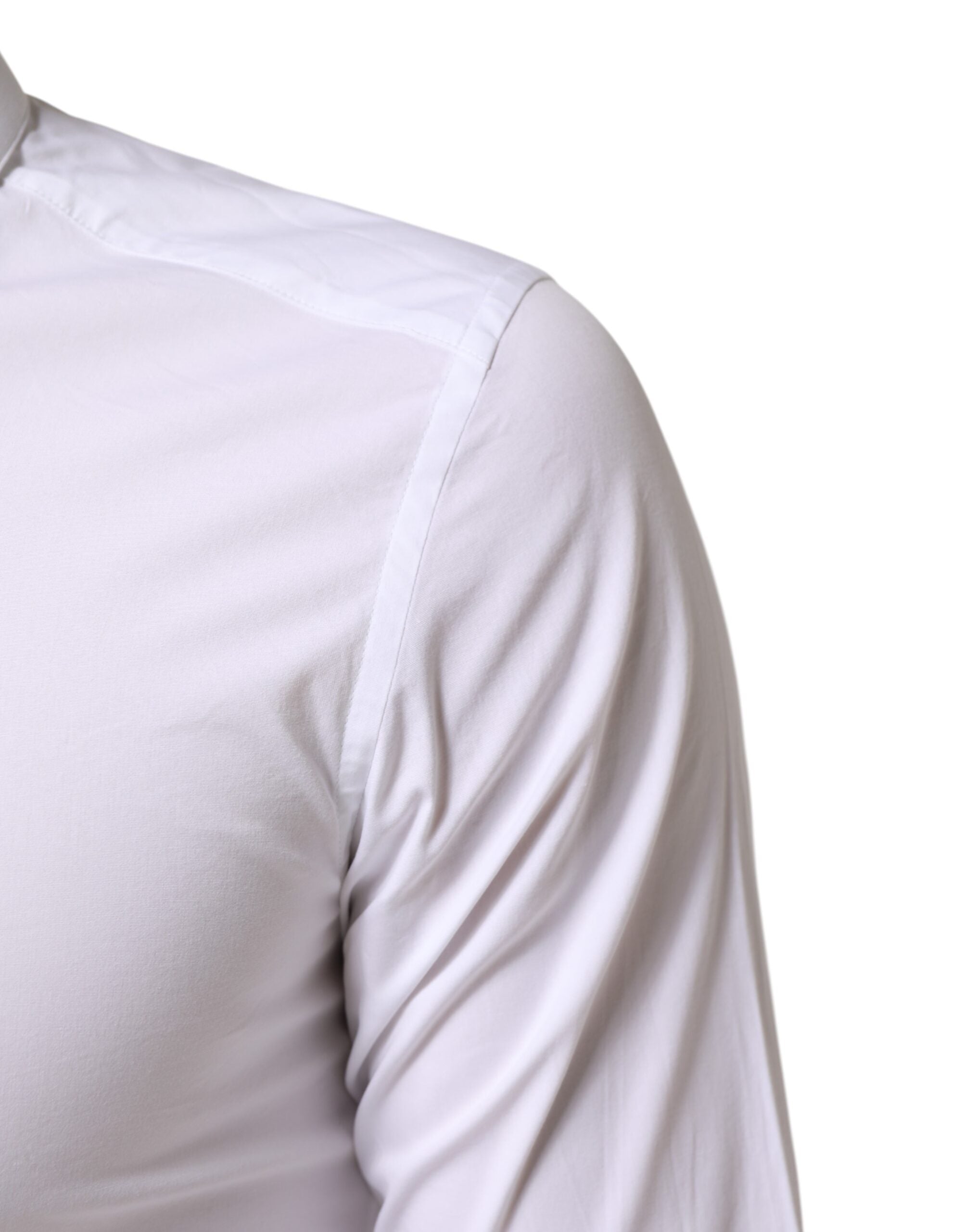 Dolce & Gabbana White GOLD Cotton Long Sleeves Dress Men Men's Shirt (Pre-Owned)