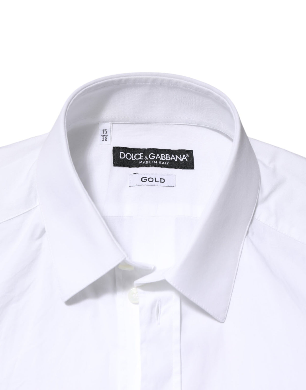 Dolce & Gabbana White GOLD Cotton Long Sleeves Dress Men Men's Shirt (Pre-Owned)