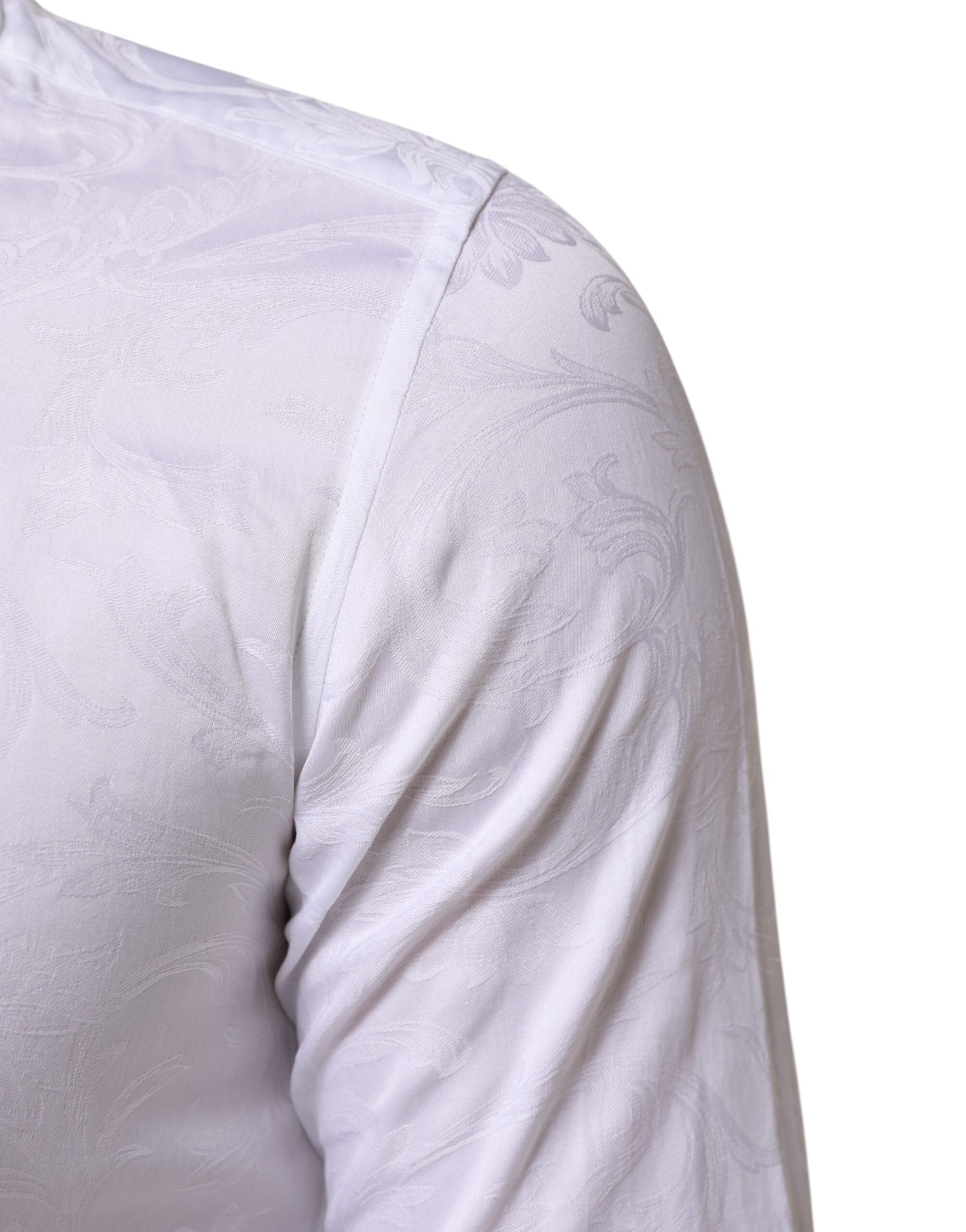Dolce & Gabbana White Cotton MARTINI Paisley Jacquard Men's Shirt