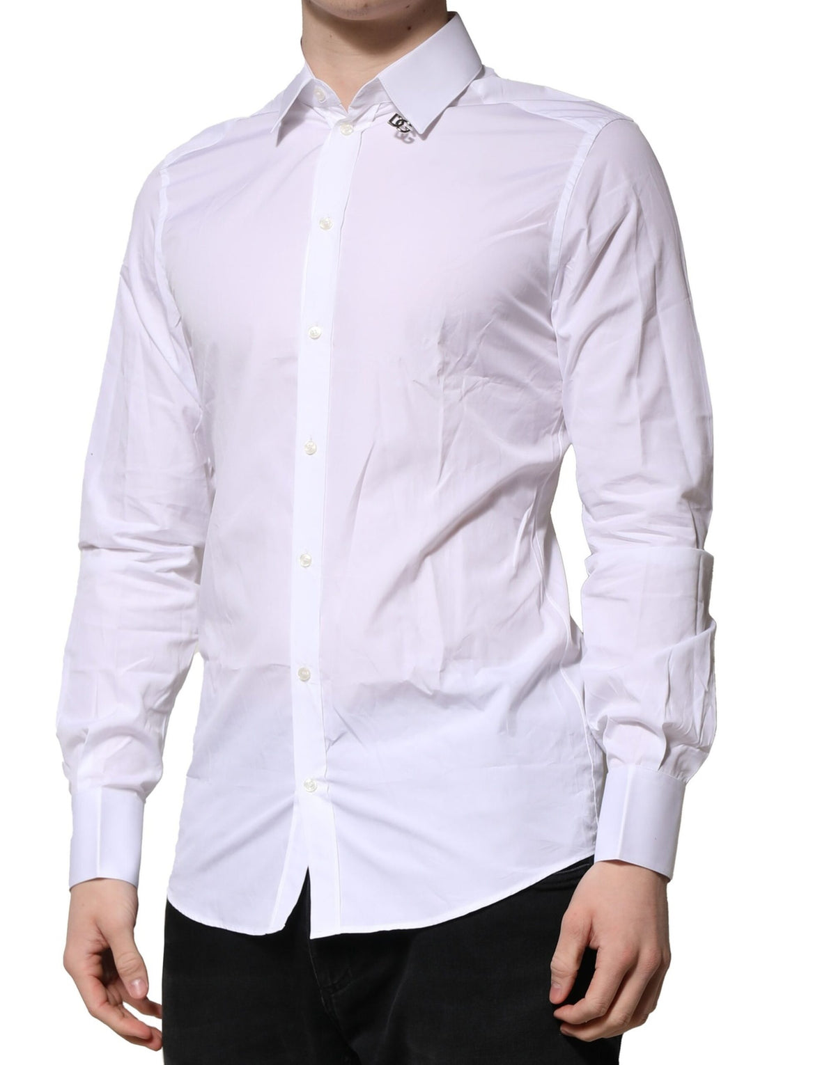 Dolce & Gabbana White Cotton GOLD Long Sleeves Formal Men's Shirt