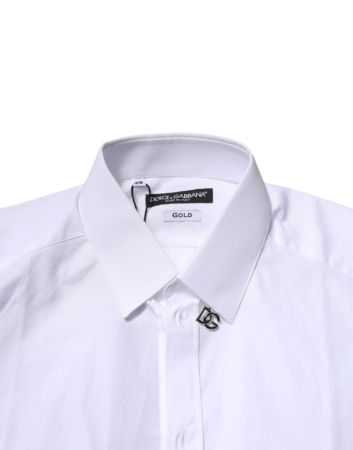 Dolce & Gabbana White Cotton GOLD Long Sleeves Formal Men's Shirt