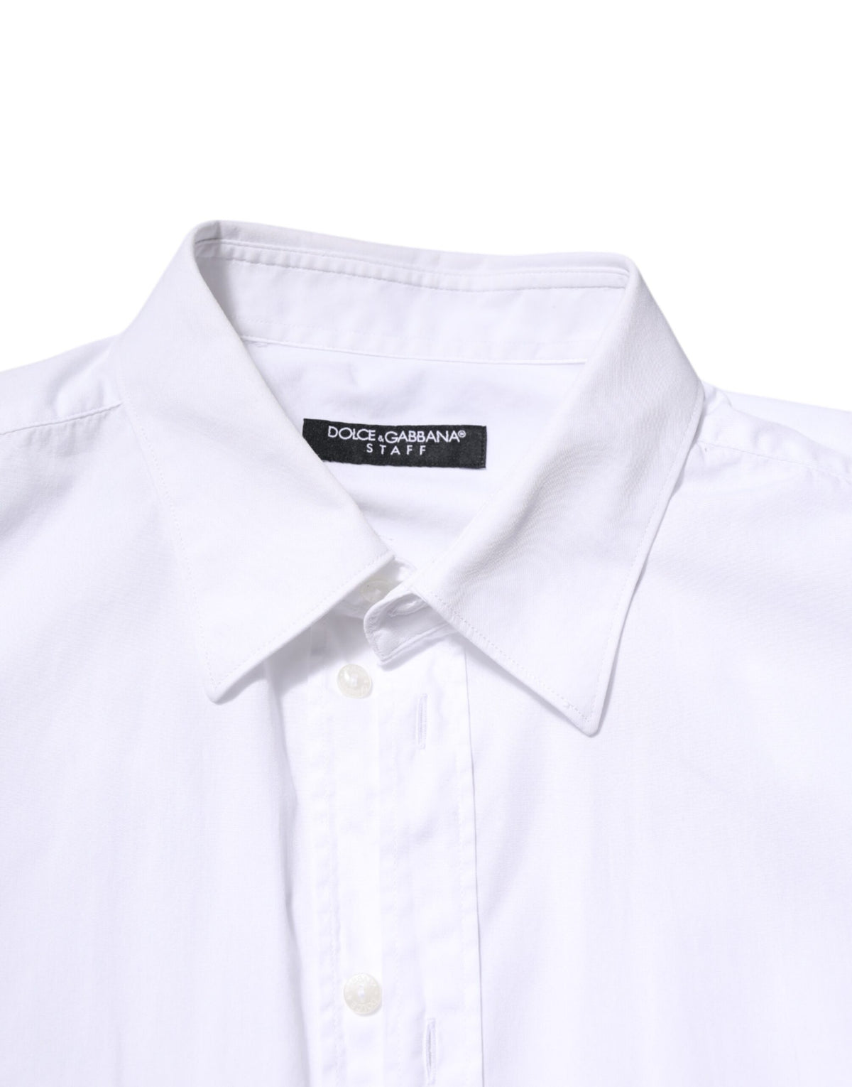 Dolce & Gabbana White Cotton STAFF Long Sleeves Forma Men's Shirt