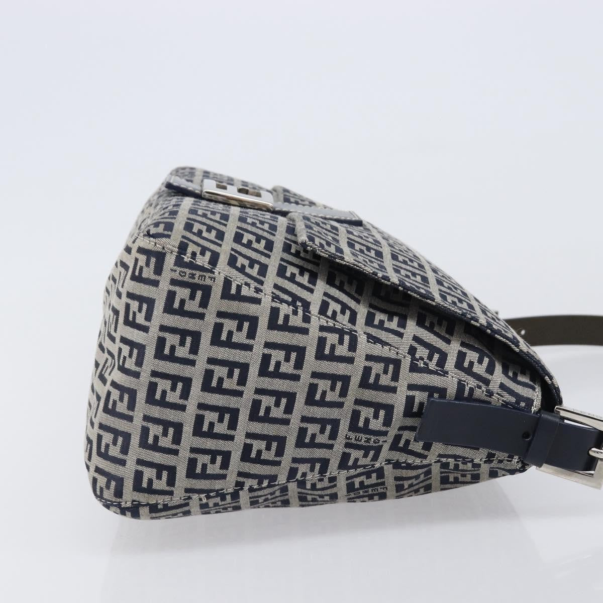 Fendi Zucchino Canvas Mamma Baguette Canvas Navy Canvas Shoulder Bag Bag (Pre-Owned)