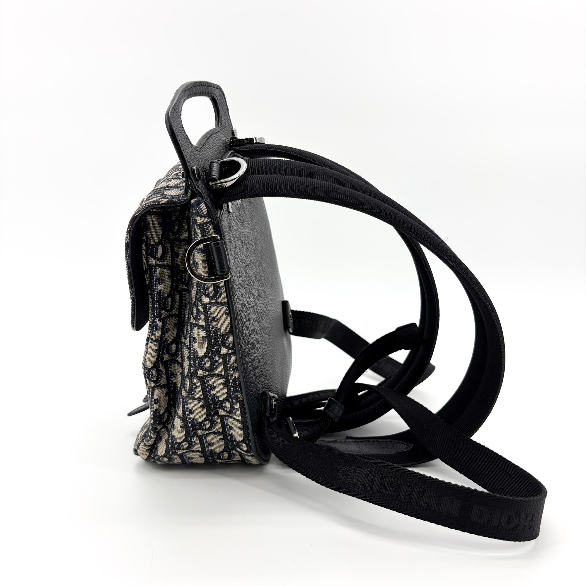 Christian Dior Saddle Oblique Canvas Beige Canvas Backpack Bag (Pre-Owned)