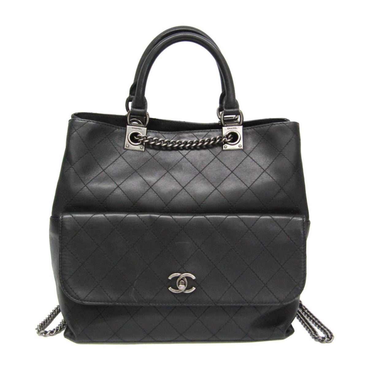 Chanel Urban Luxury Quilted Calfskin Black Leather Backpack Bag (Pre-Owned)