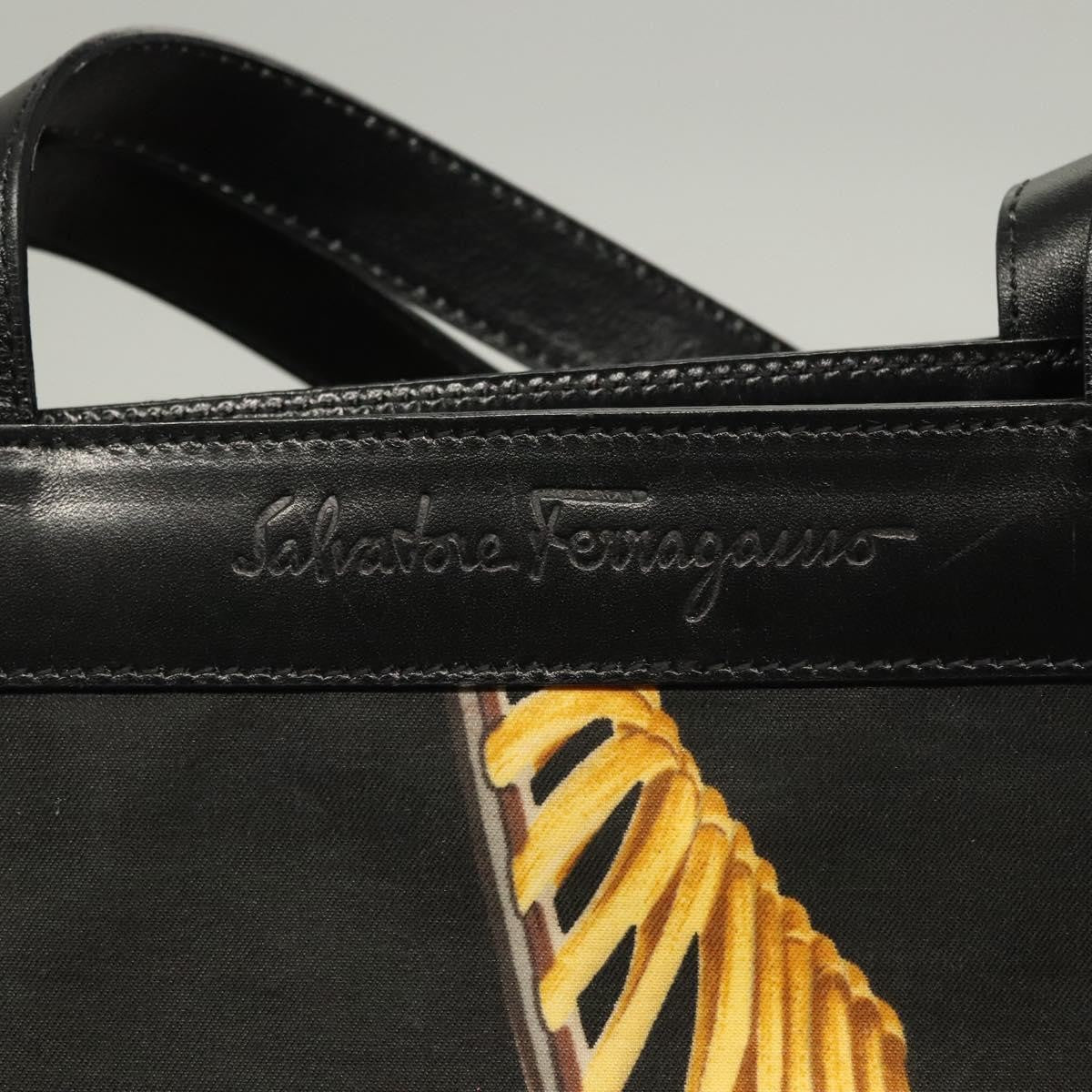 Salvatore Ferragamo Vintage Canvas Black Canvas Tote Bag Bag (Pre-Owned)