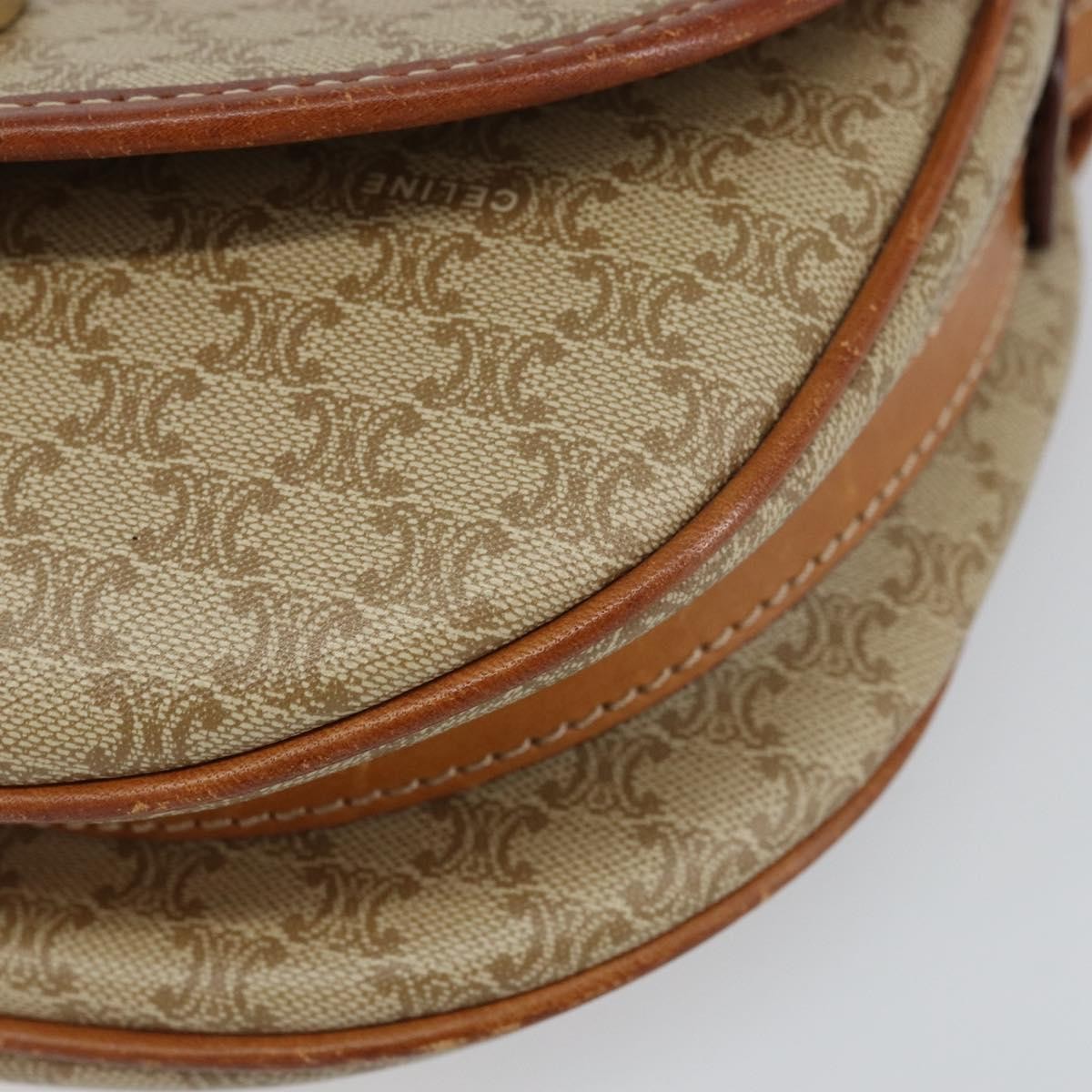 Celine Macadam Shoulder Pvc Leather Beige Pvc Shoulder Bag Bag (Pre-Owned)