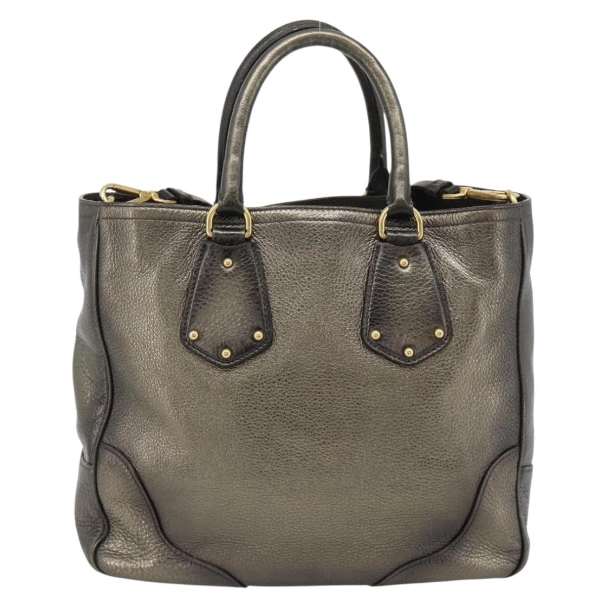 Prada Braided Handle Open Tote Vitello Daino Gold Leather Tote Bag Bag (Pre-Owned)