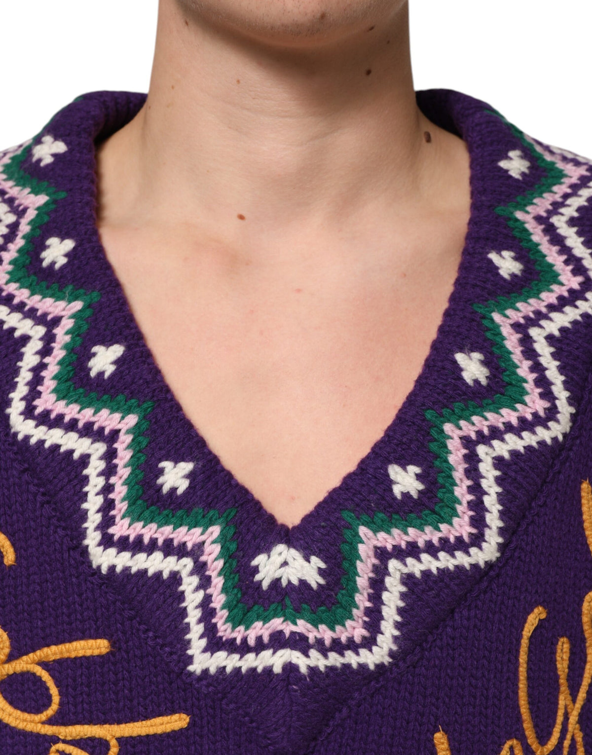 Dolce & Gabbana Purple Wool DG Logo Men Knit Pullover Men's Sweater