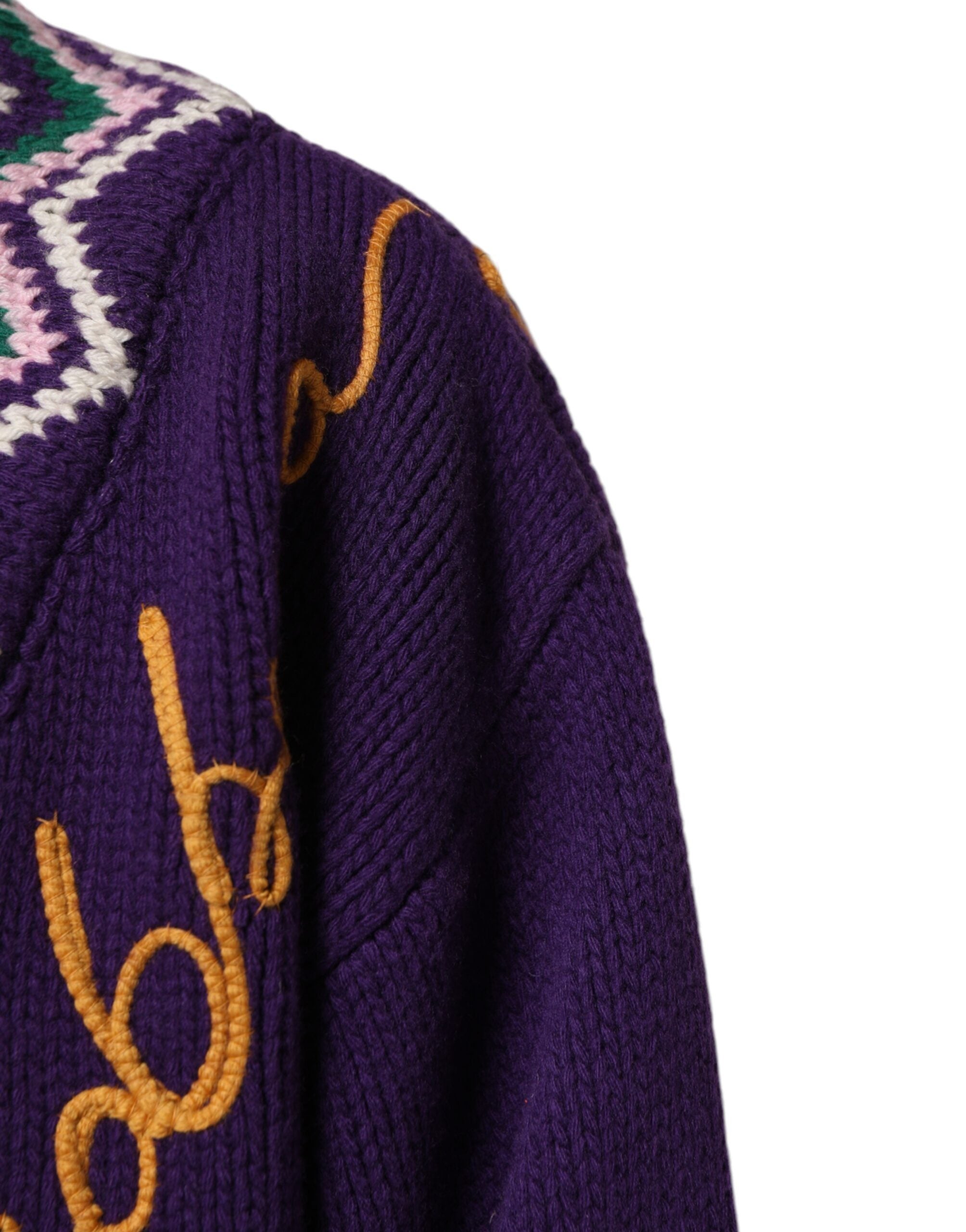 Dolce & Gabbana Purple Wool DG Logo Men Knit Pullover Men's Sweater