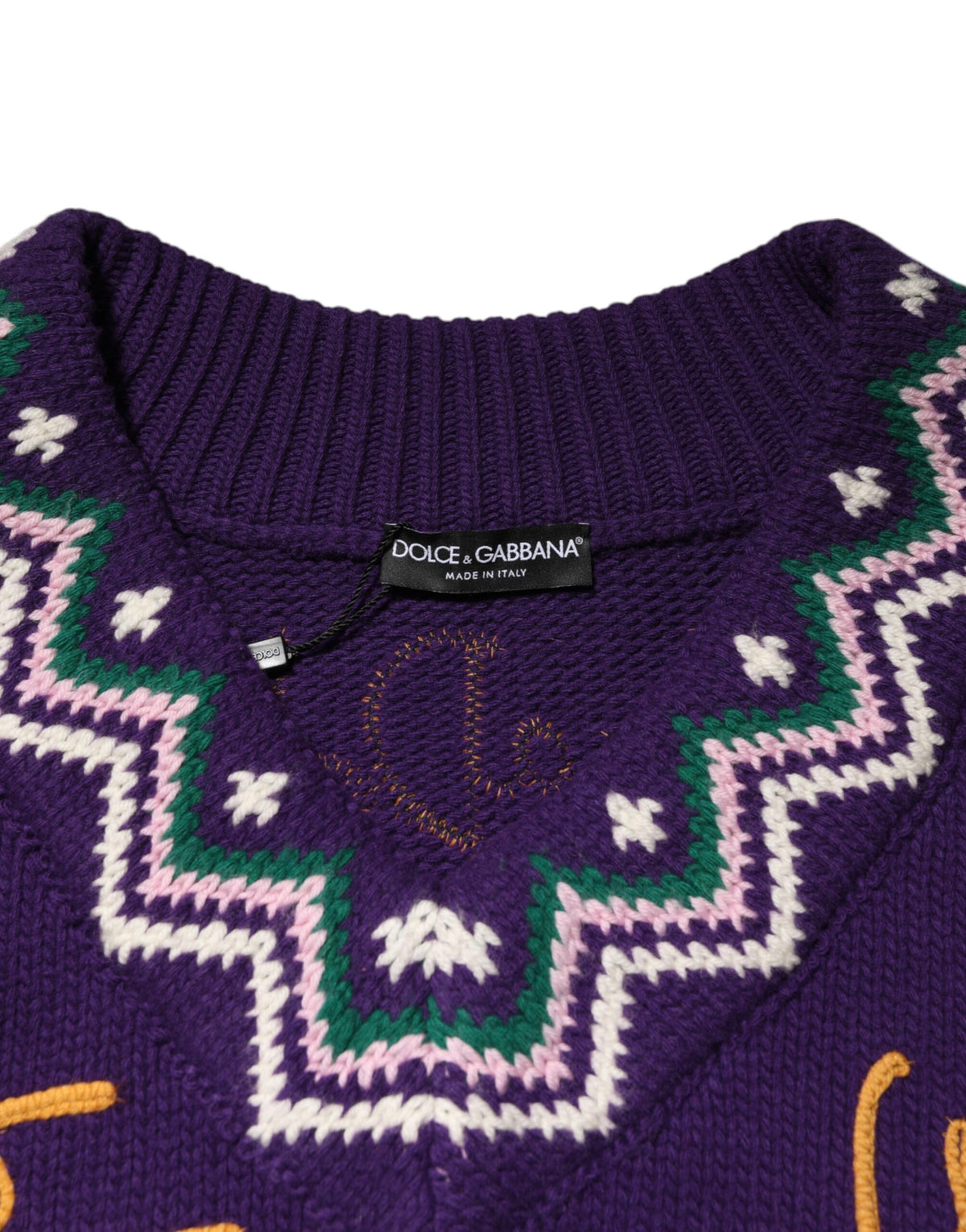 Dolce & Gabbana Purple Wool DG Logo Men Knit Pullover Men's Sweater
